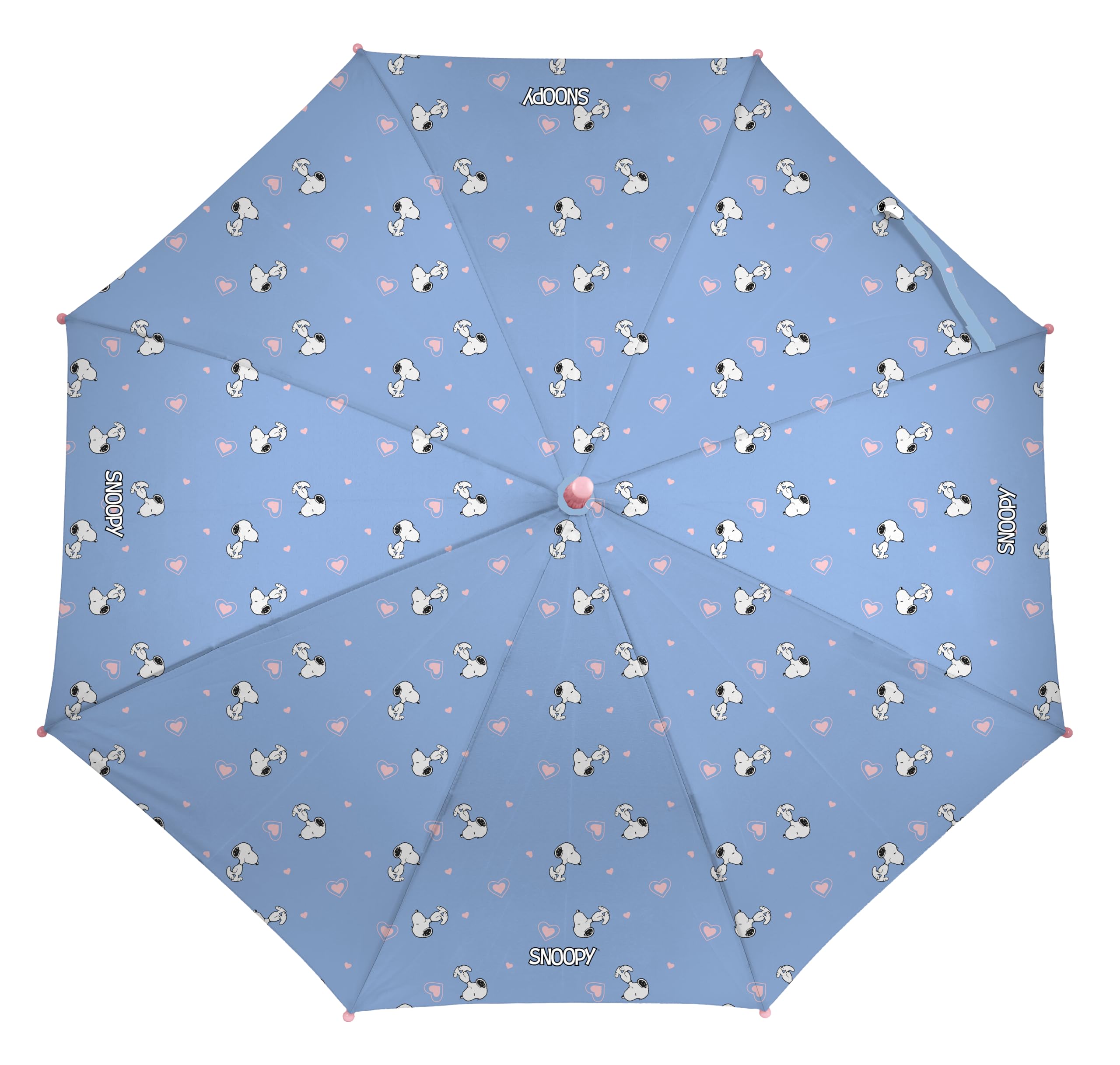 SNOOPY - Ombrello manuale, 8 pannelli, aste metalliche, comodo e versatile, qualità e resistenza, 48 cm, materiale poliestere