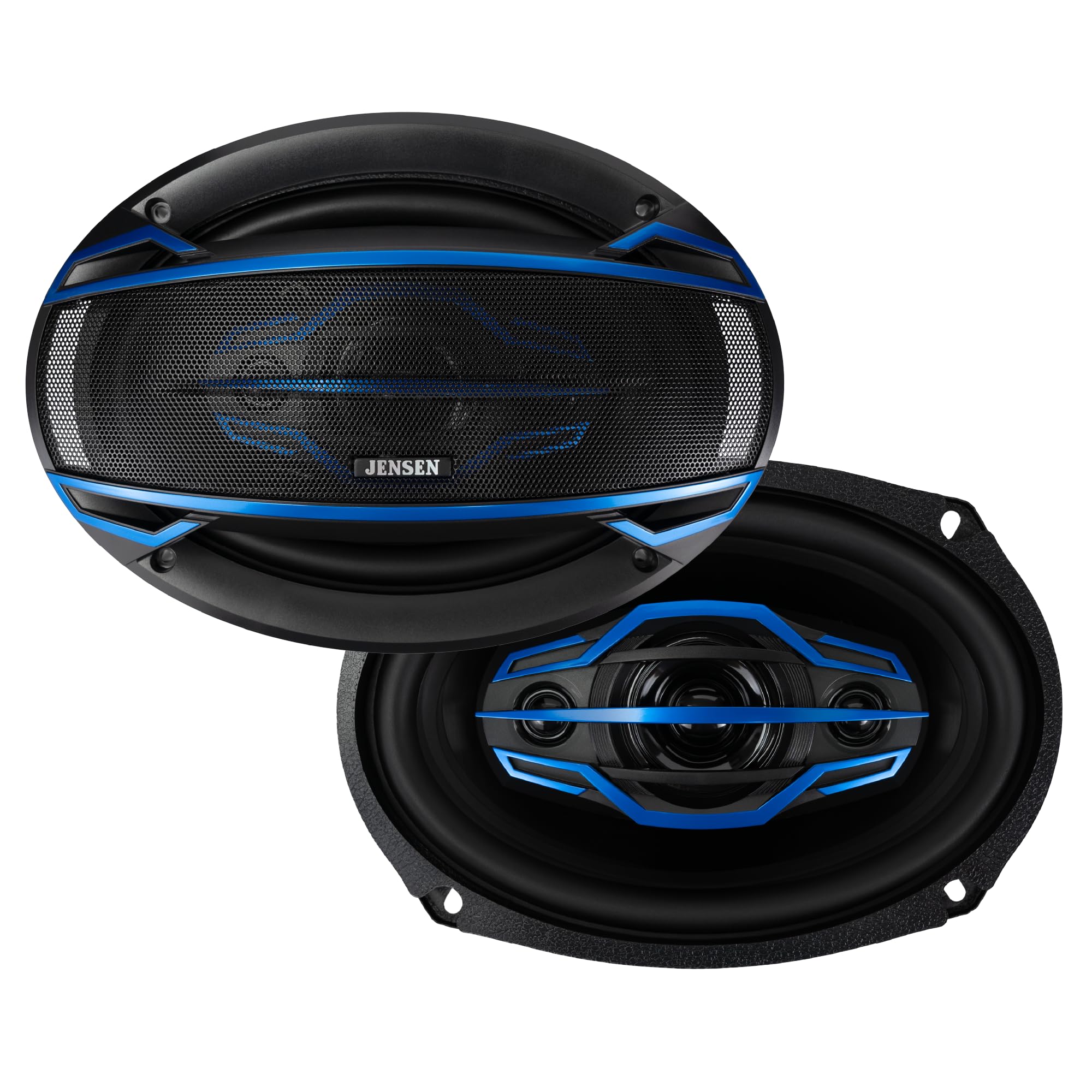 JS6904 6x9 4-Way Car Speakers Pair 200W Peak 50W RMS Coaxial Set | 58mm Mylar balanced dome midrange, two 20mm piezo tweeters, high performance 4-way sound, fits standard 6x9 car cutouts