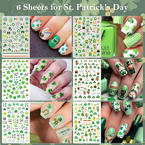 Miniatura 6 de 30 hojas de calcomanías de uñas de otoño, Halloween, Navidad, Acción de Gracias, San Valentín, Día de San Patricio, calcomanías mixtas para todas