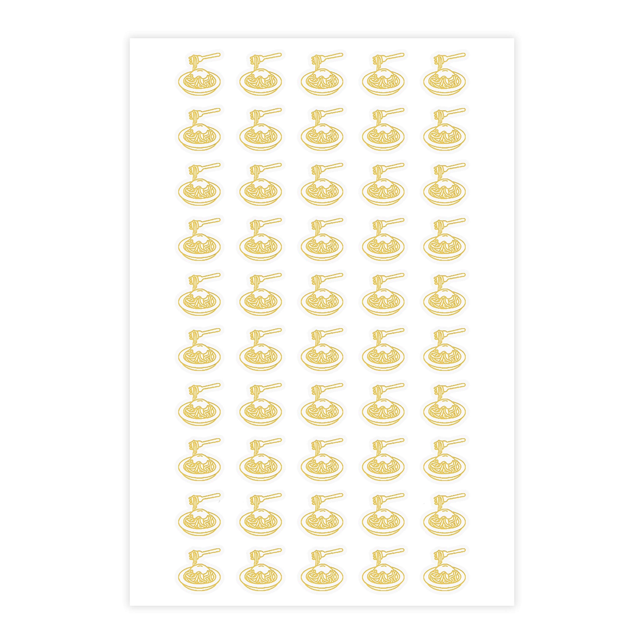 ARK Creation 50 Wedding Meal Stickers for Place Cards - Place Card Menu Choices - Wedding Meal Choice Stickers (Gold, Pasta)