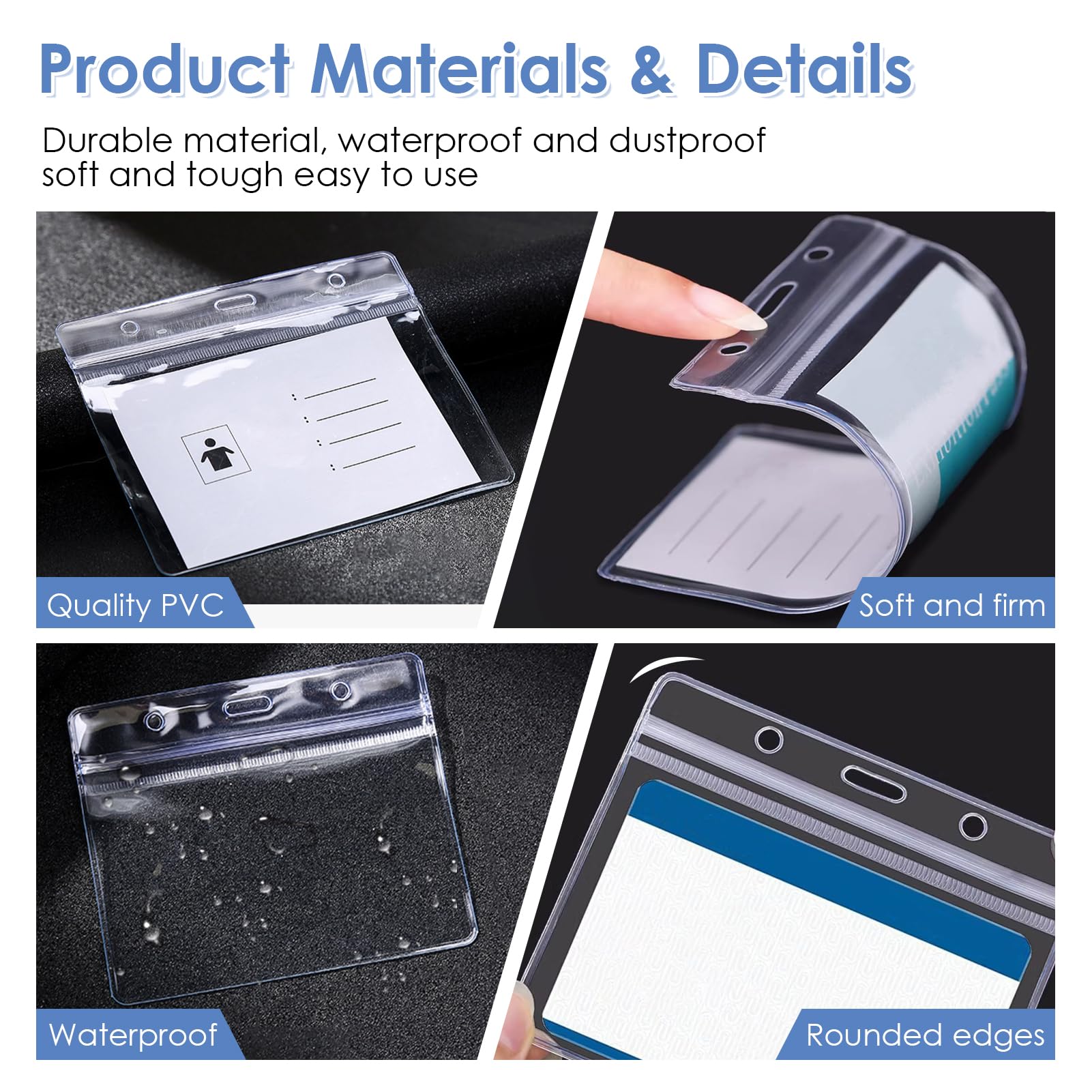 10 Pcs A6 Horizontal Extra Large Portrait Clear ID Badge Card Holders Plastic Pocket Pouches 16 x 13 cm Card Sleeve Name Tag Badges ID Holder Holds 155 x 110 mm for Passport ID Cards Business Office - Image 3