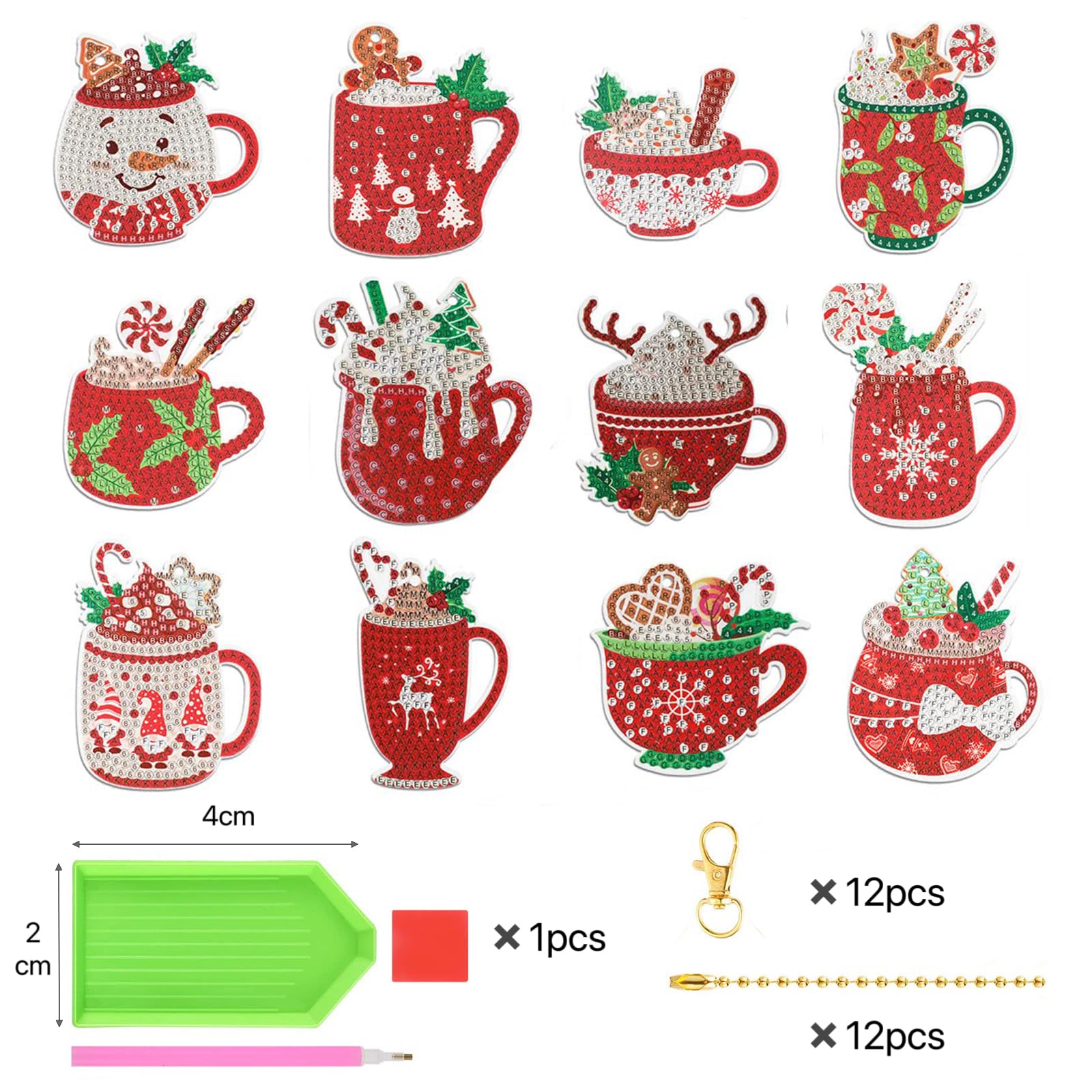 Owlfun 12 Set 5D Diamond Painting Weihnachten, Doppelseitige Kinder