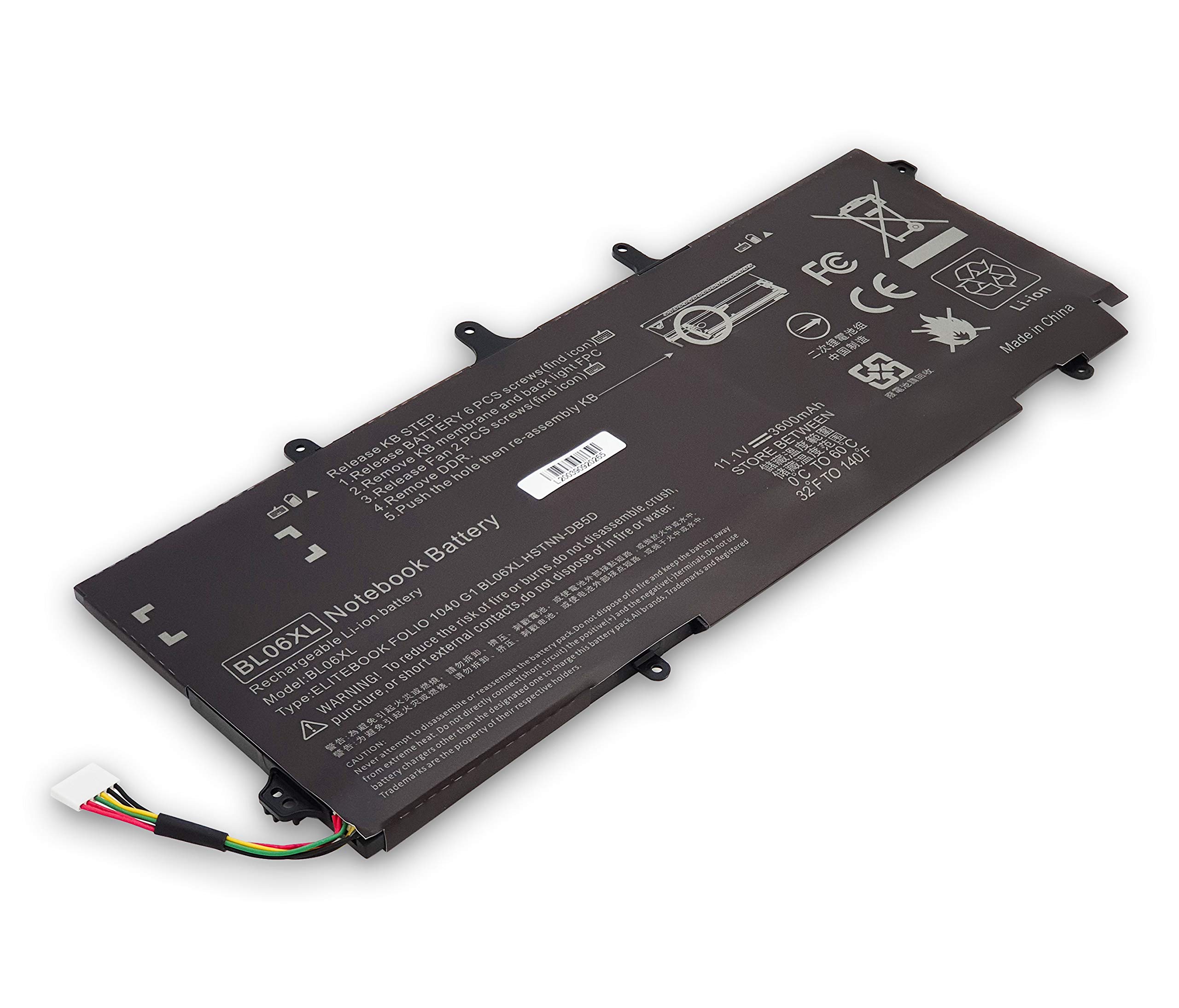 new net Batteria BL06XL BL06042XL 722236-171 HSTNN-DB5D HSTNN-W02C 722236-2C1 Compatibile con Notebook HP EliteBook Folio 1040 G0 G1 G2 [3600mAh 11.1V]