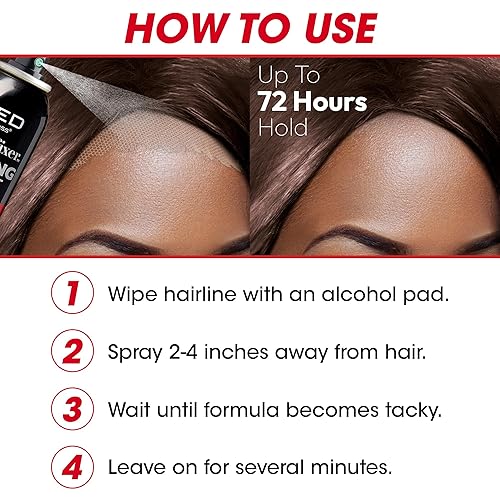 Miniatura 7 de RED By Kiss Styler Fixer - Spray de fusión de encaje fundido, máxima sujeción, protección del cuero cabelludo, secado rápido y sin residuos, fuerte