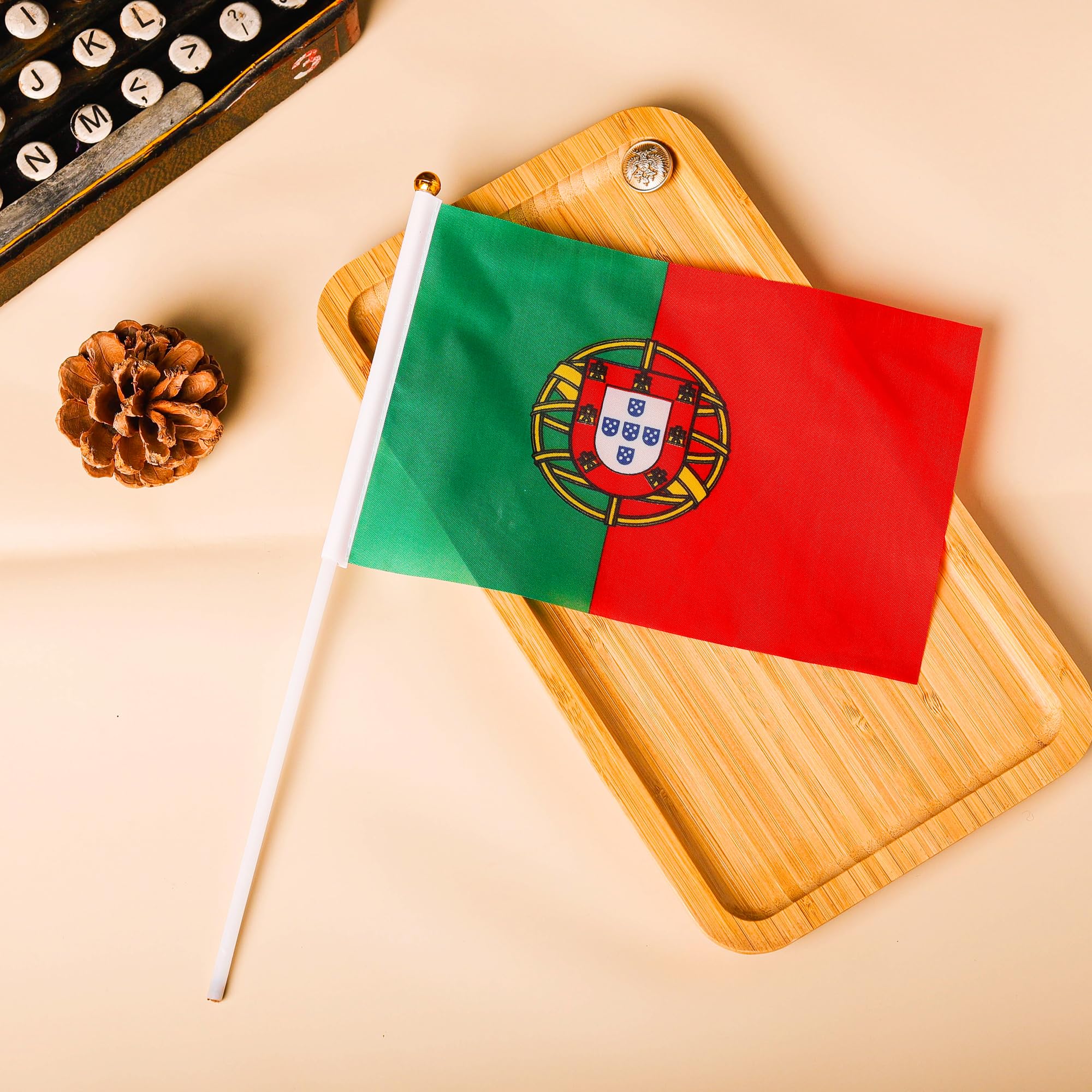 10pcs Small Portugal Flag on Sticks & 2pcs Tattoos, Portuguese Mini Hand Held Flags for Oly Games 2024 Sports Events - Image 3