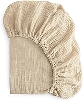 Vista 32 de mushie Sábana bajera ajustable de muselina extra suave 192 hilos 28 x 52 pulgadas (rubor)