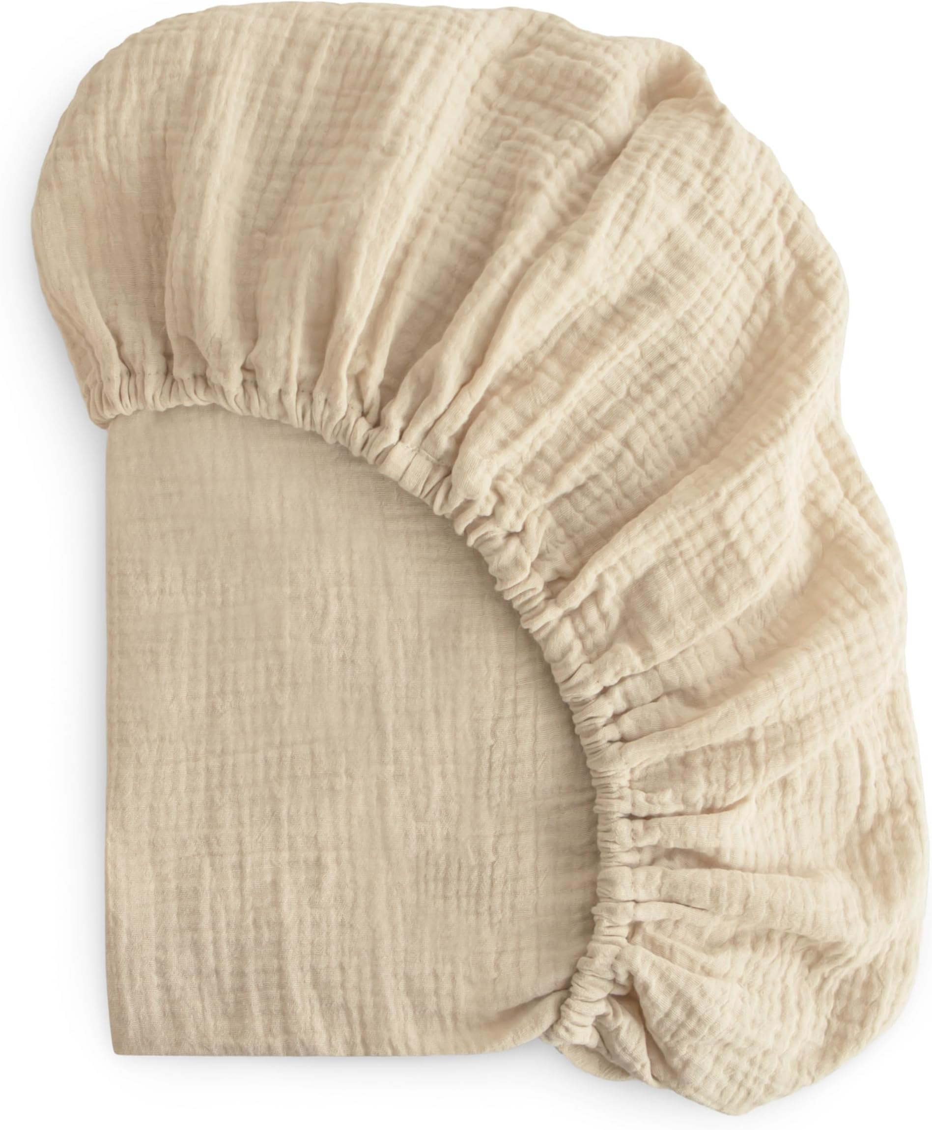mushie Extra Soft Muslin Fitted Crib Sheet | 192 Thread Count | 28"x 52" (Fog)