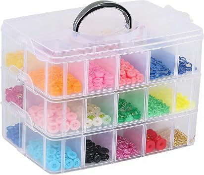 Zopnny 3-Tier Stackable Storage Container Box with Dividers 30 Compartments, Bead Organizers for Art, DIY Craft, Washi Tape, Kids Toys, Jewelry, Beauty & Sewing Supplies, Small Items