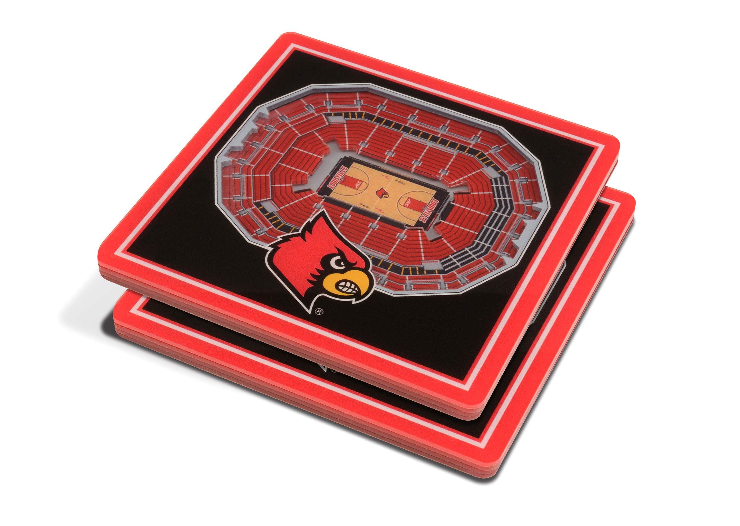 NCAA Louisville Cardinals Unisex YouTheFanNCAA 3D StadiumView Coaster, Team Color, 4" x 4" x .3125"