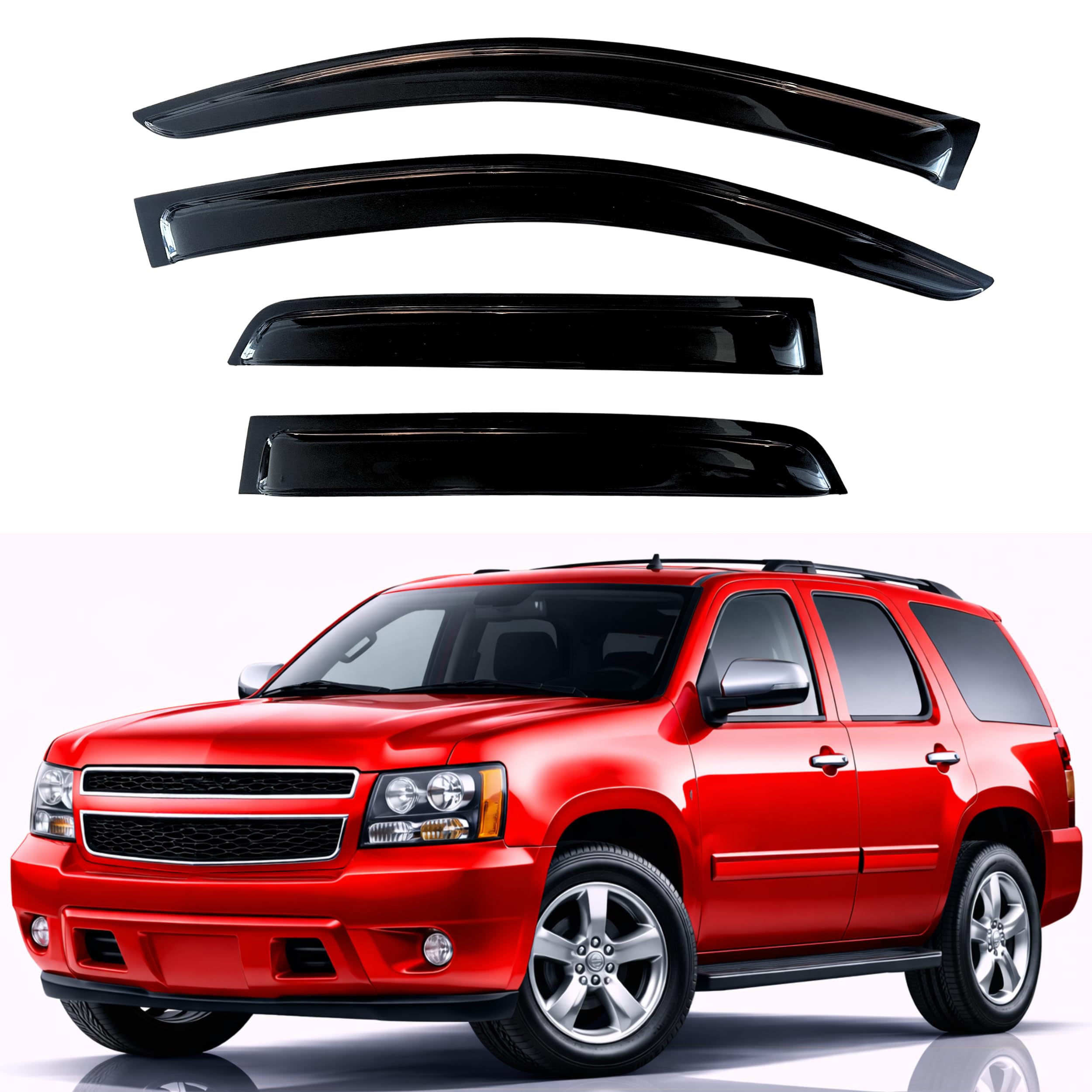 KPY Rain Guards Fit for 2007-2014 Chevrolet/Chevy Tahoe, Out-Channel Window Visors Vent Wind Deflectors 4PC, Car Accessories for 2007-2014 GMC Yukon