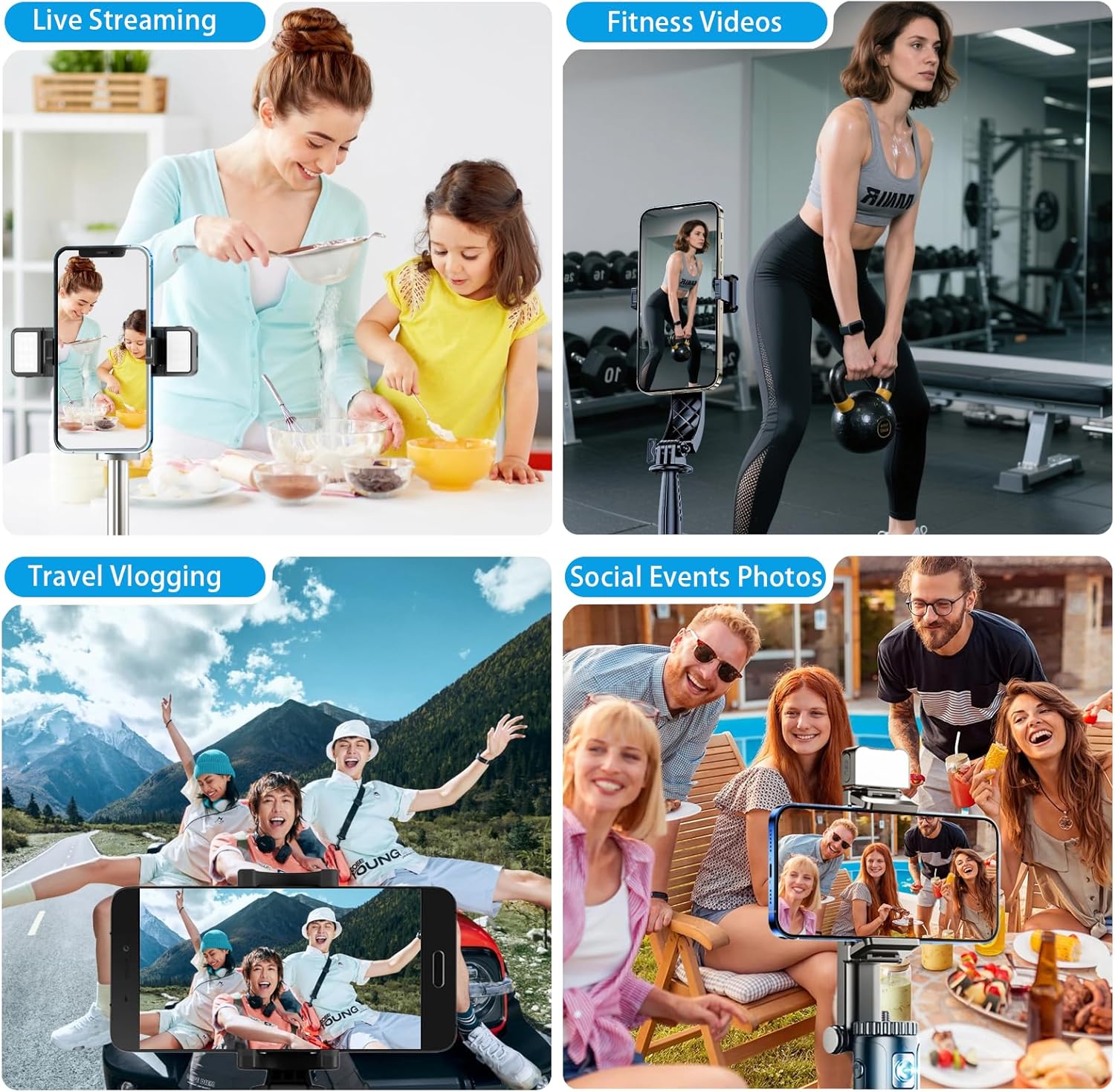 Touchscreen Phone Vlog Selfie Monitor Screen, Magnetic Vlog Selfie Monitor Screen with Speaker, Wireless Back Camera Monitor with Focus Adjustment for Vlog TikTok, Compatible with iPhone/Android,Black