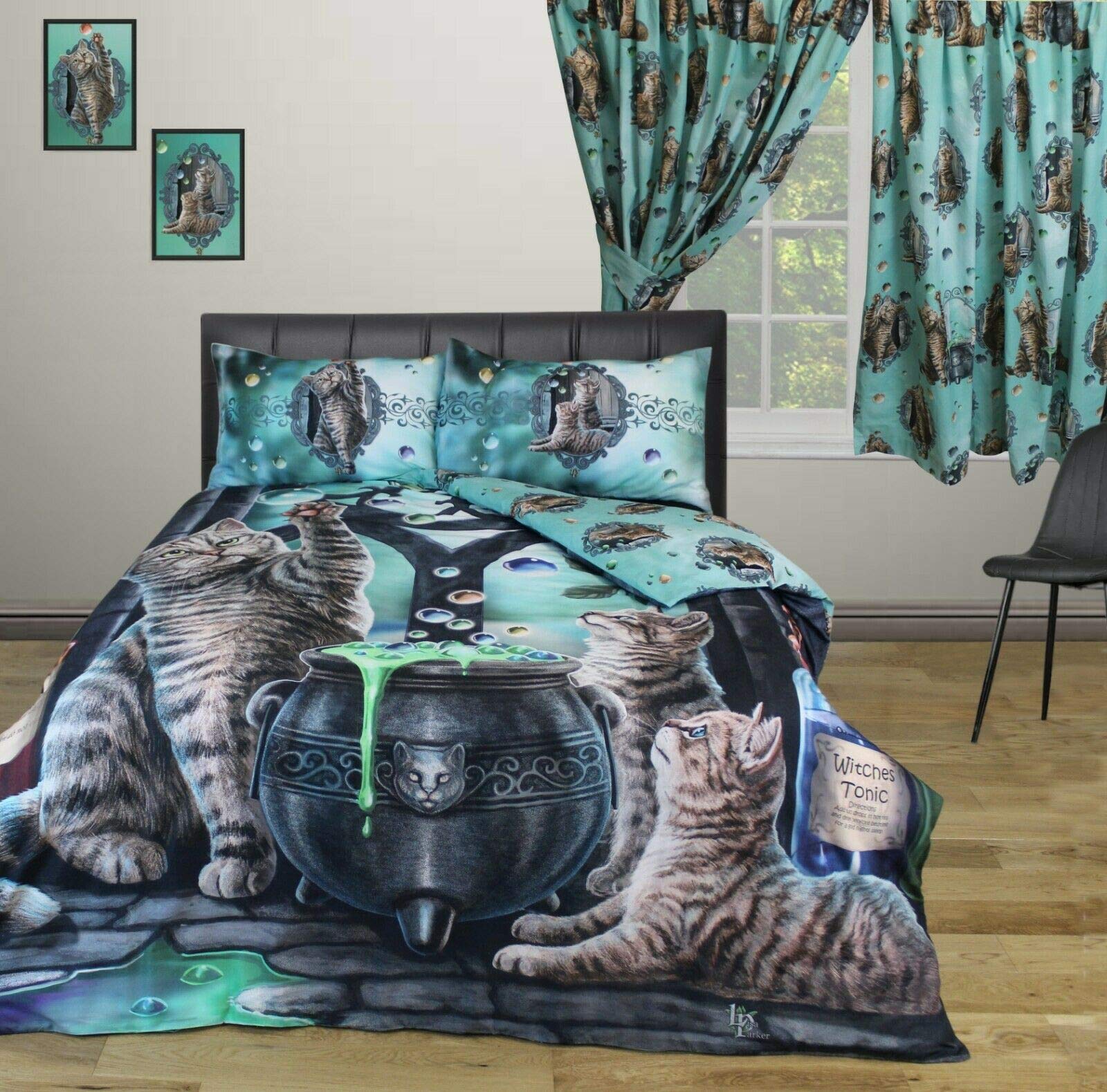 Lisa Parker Single Bed Duvet Cover Set Hubble Bubble Cats Witches