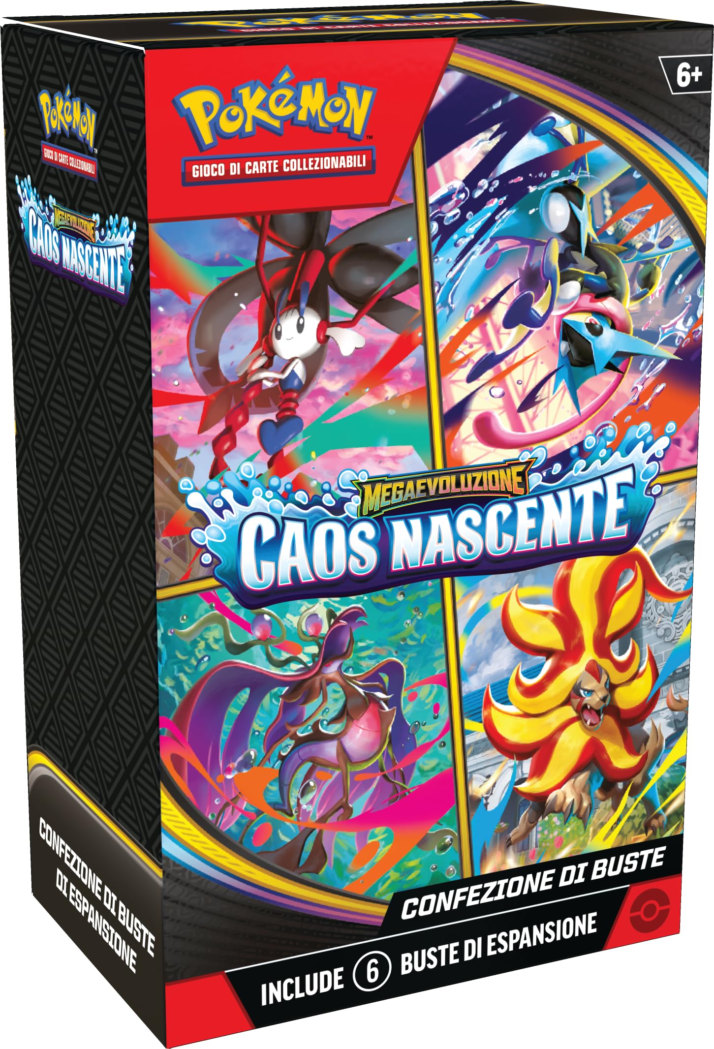 Pokémon: Pack of Megaevoluzione - Chaos Rising Expansion Packs of the Pokémon GCC (Six Expansion Packs), Italian Edition