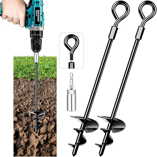 Miniatura 9 de Anclajes de Tierra, Anclajes para Columpios de Servicio Pesado, Anclaje de Tierra en Espiral para Trampolín, Camping, Cobertizo, Toldos, Anclaje