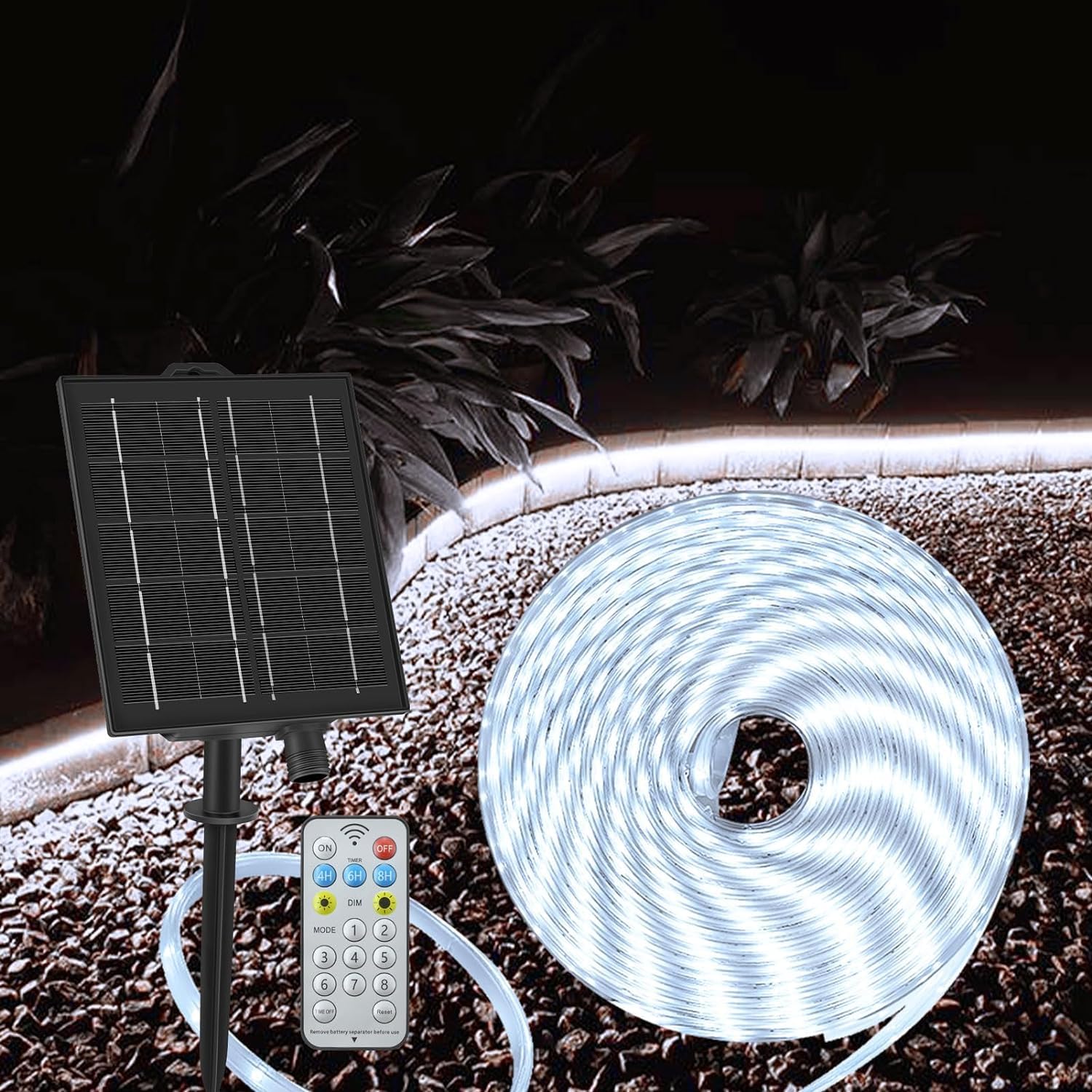 Solar COB LED Streifen Neon Stripe Lichterkete Band Außen Selbstklebend IP68 12V