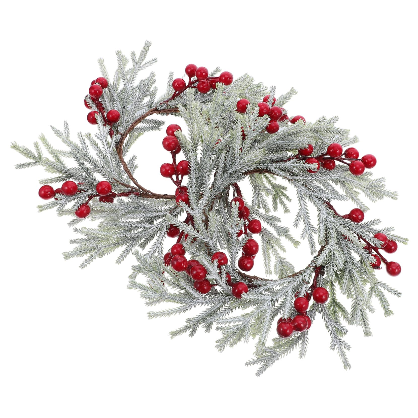 2 Piezas Anillos para Velas Navideñas con Guirnalda de Piña y Bayas Rojas Artificiales Soportes para Velas Cónicas y Cilíndricas para Centro de Mesa Decoración Hogar
