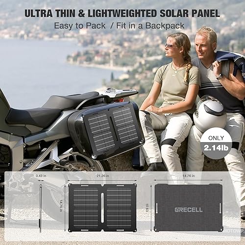 Miniatura 3 de GRECELL Mantenedor de cargador de batería solar de 12 V 25 W, panel solar portátil, cargador de goteo para automóvil, impermeable, 25 W, mono+ SAE,