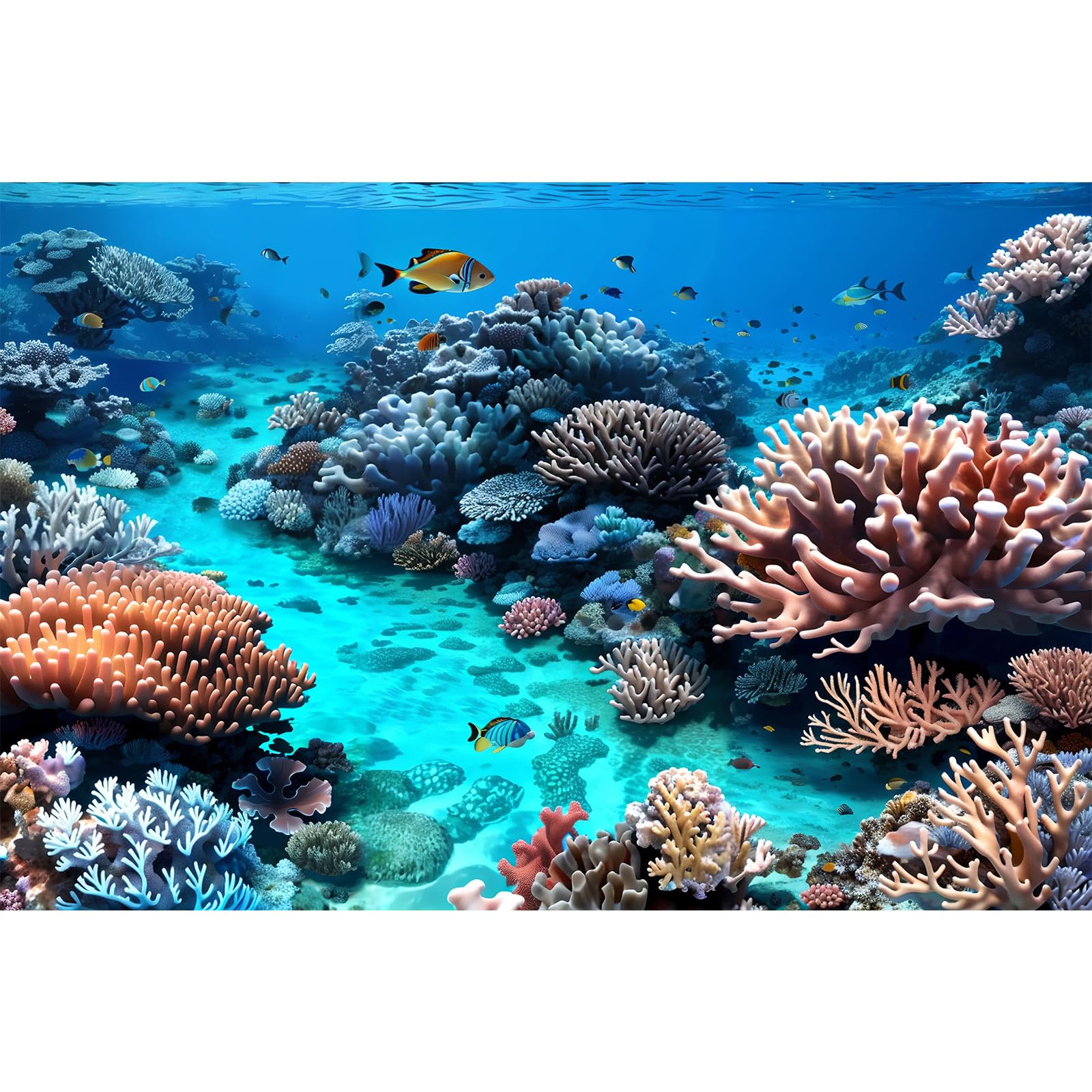 Riivvdise Undersea Aquarium Background Beautiful Coral and Fish Terrarium Backdrop Coral Reef Tropical Sea Hard Corals Fish Tank Background Underwater