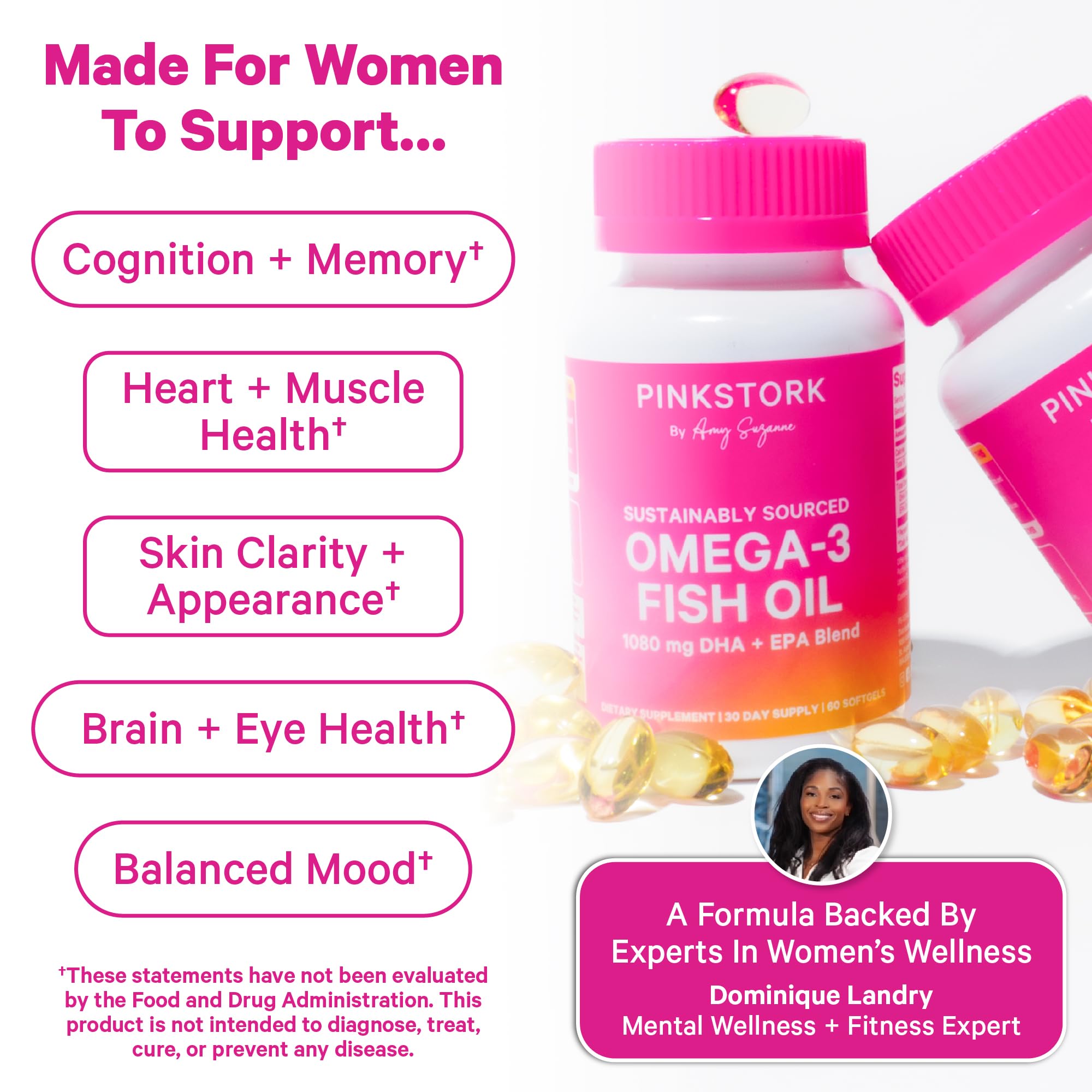Pink Stork Omega 3 Fish Oil Supplements for Women, 60 Softgels — Amazon image 3