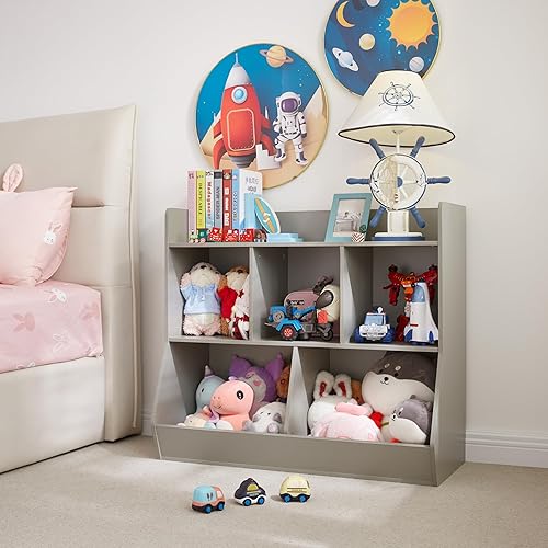 Miniatura 6 de Organizador de almacenamiento de juguetes con estantería, estante de juguetes para niños de 5 compartimientos, gabinete de almacenamiento de