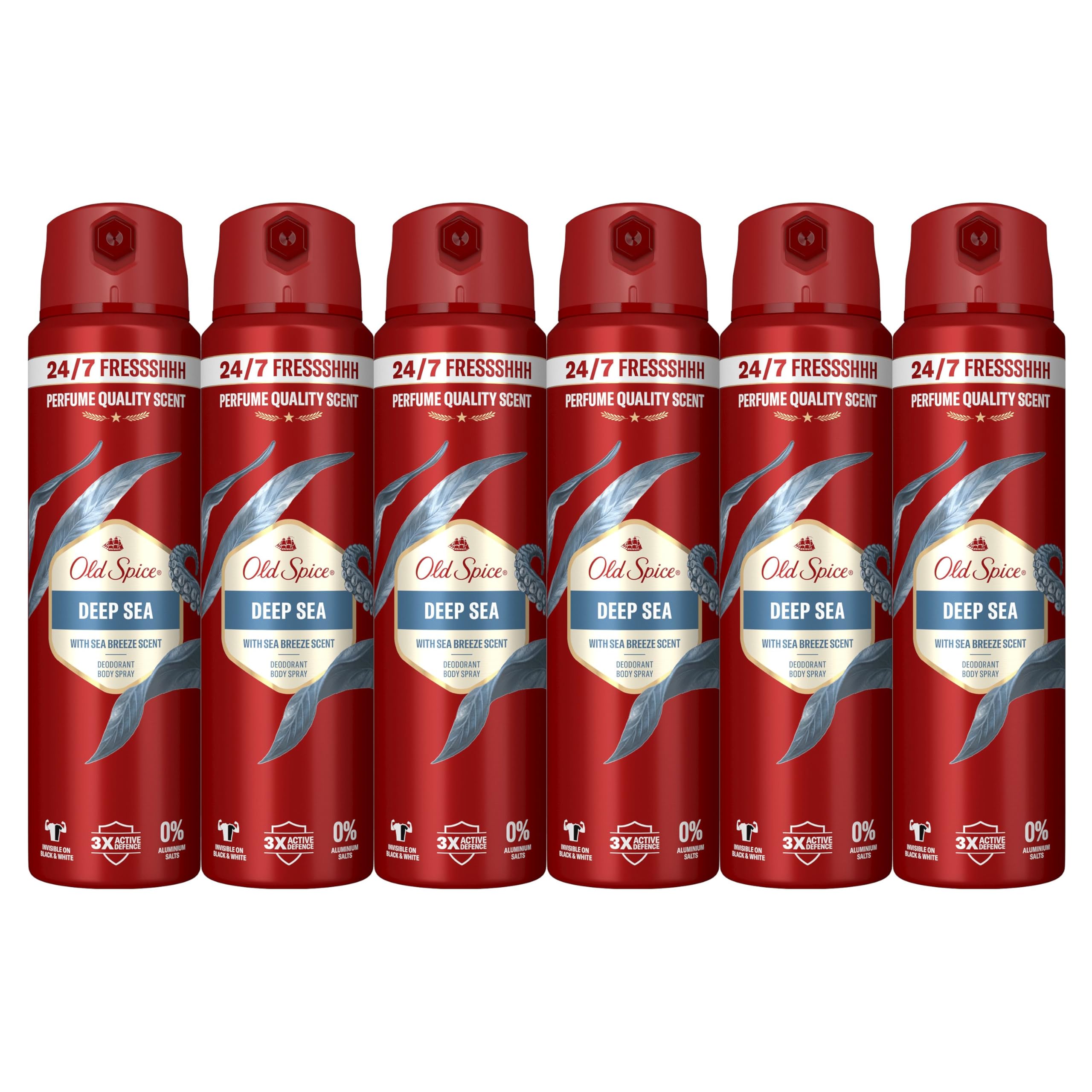 Old Spice Deep Sea Desodorante Corporal En Spray Para Hombres 150 ml, Fresco 24 Horas, Todos Los Días Con Uso Diario, Perfume Duradero, Fragancia Excepcional, Protección Contra El Mal Olor