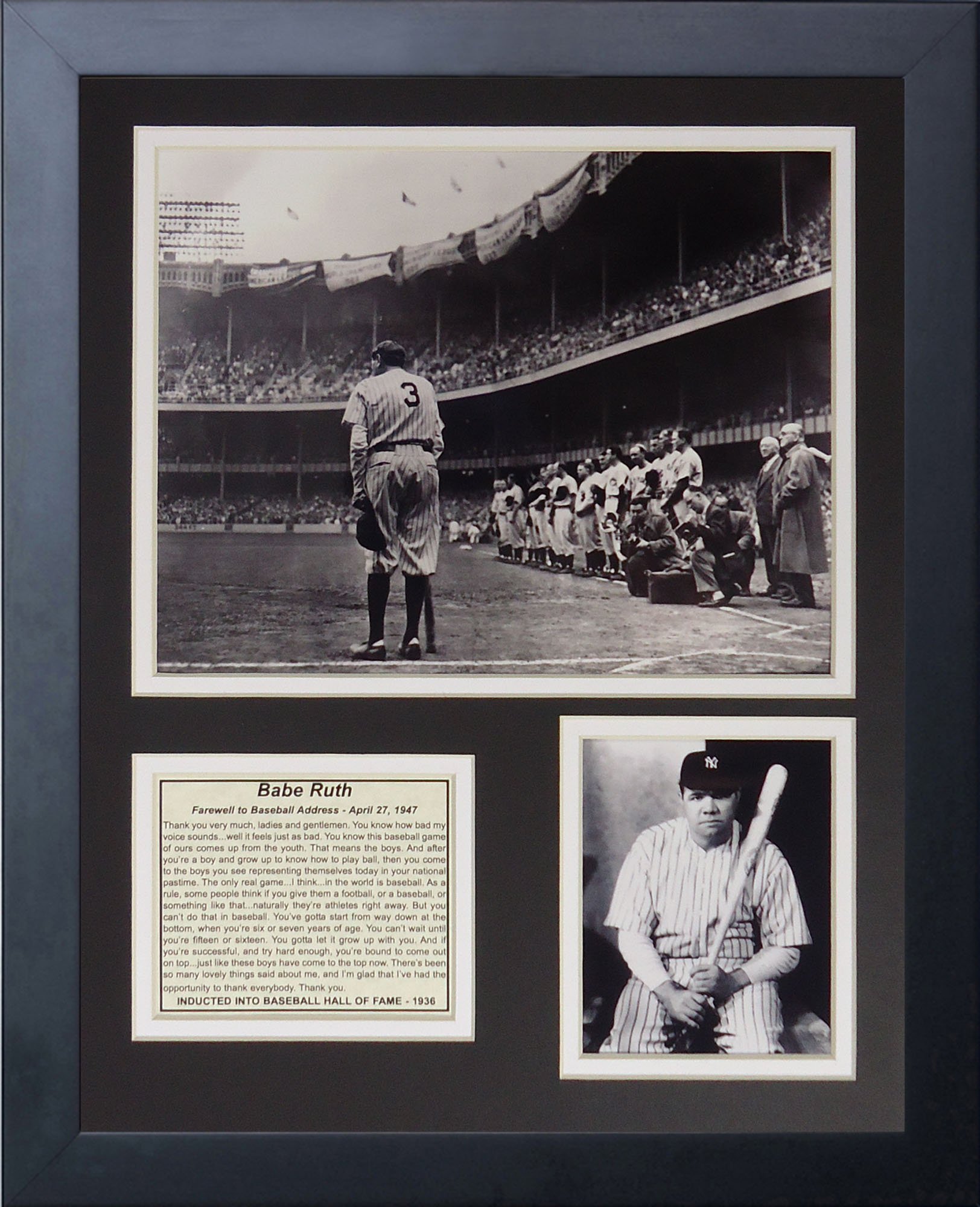 Legends Never Die Babe Ruth Farewell Framed Photo Collage, 11x14-Inch
