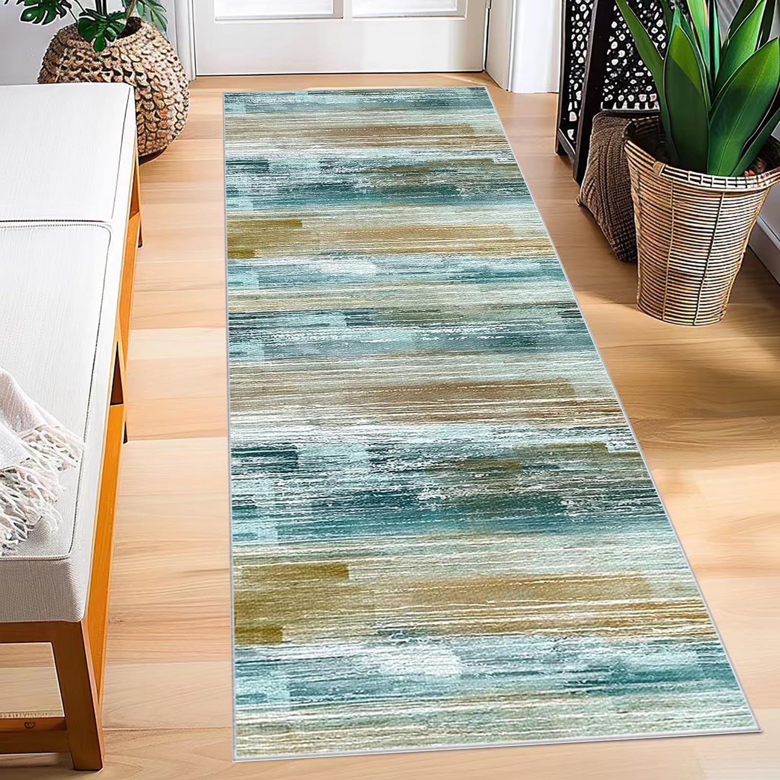 Ruxevnsy Long Runner Rugs for Hallway Non Slip Vintage Hall Runners 40 x 150 cm Narrow Rugs Area Rugs Door Mat Washable Kitchen Rug Carpet Runners for Hallway Entryway Kitchen Bedroom