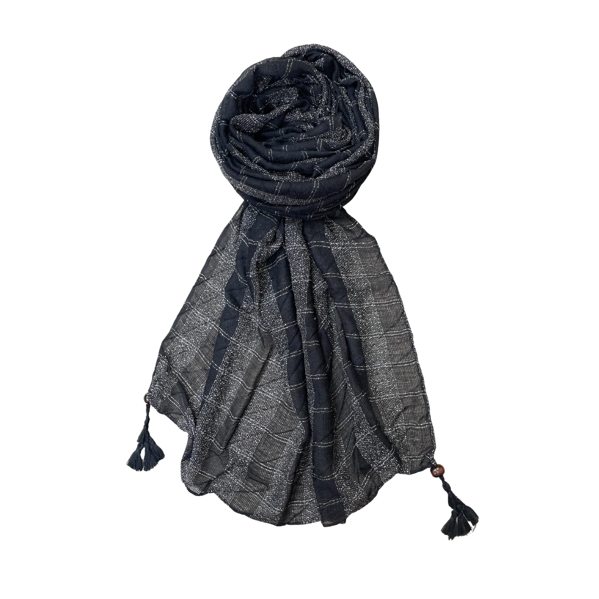 Scarf for Women Stylish Woven Checkered Cotton with Tassels | Hijab Scarf | Stole | Soft, Lightweight, and Latest Scarves | 72 x 32 Inches-image-6
