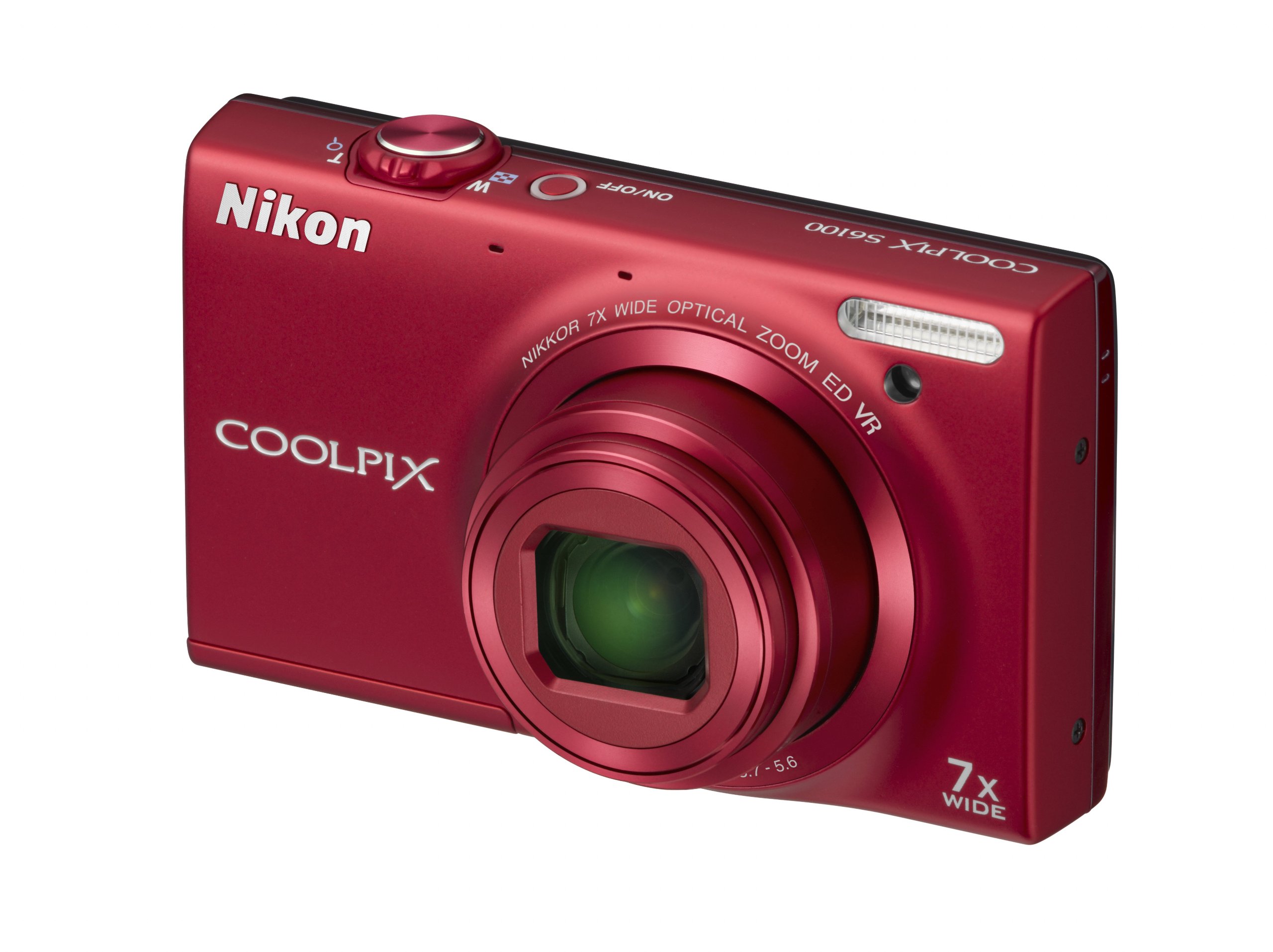 Nikon S6100 Coolpix Digital Camera - Red (16MP, 7x Optical