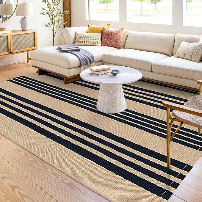 Amazon.com: KOZYFLY Striped Outdoor Rug 5x7 Ft Area Rug Brown and Black ...