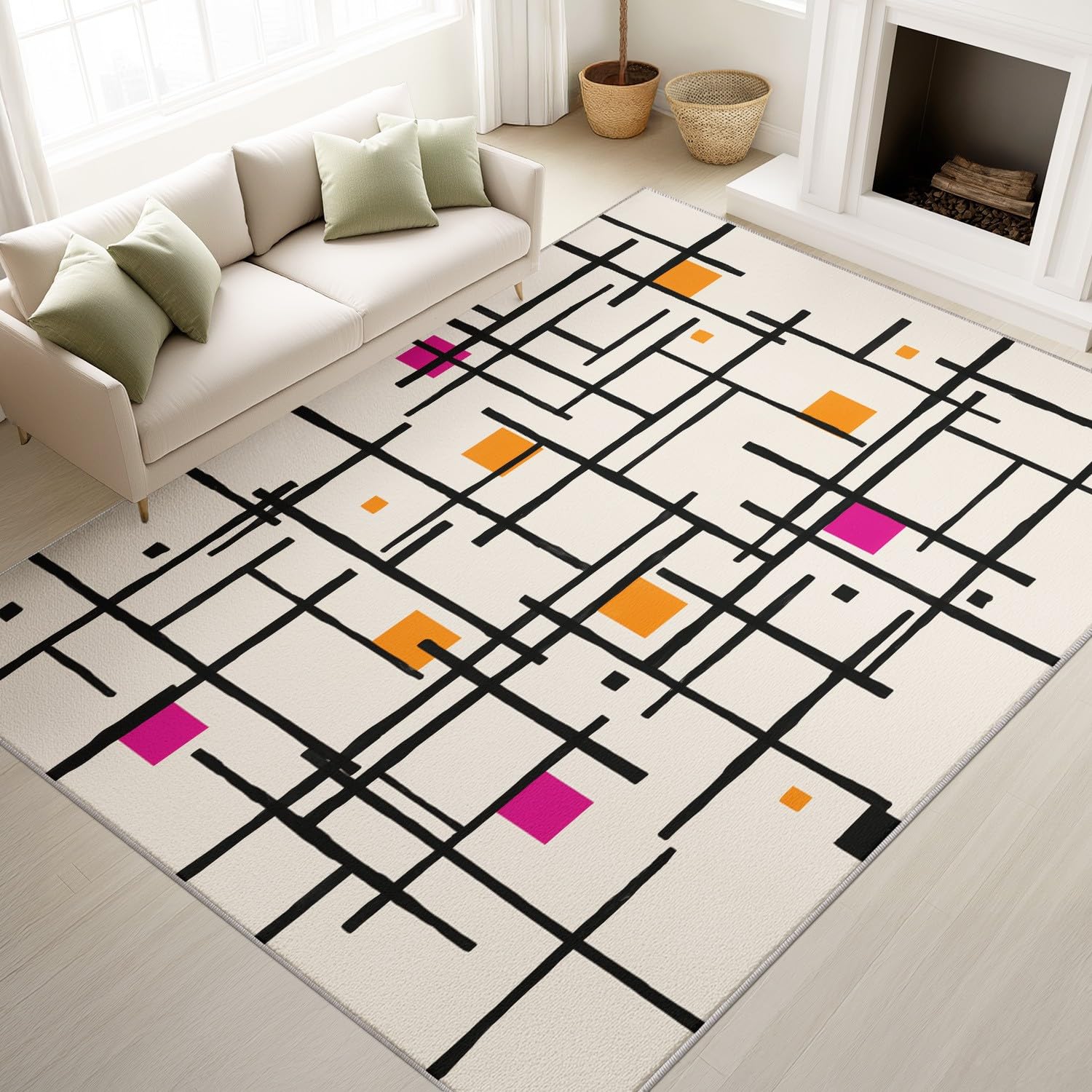 Tapis de chambre minimaliste et doux pour un salon accueillant