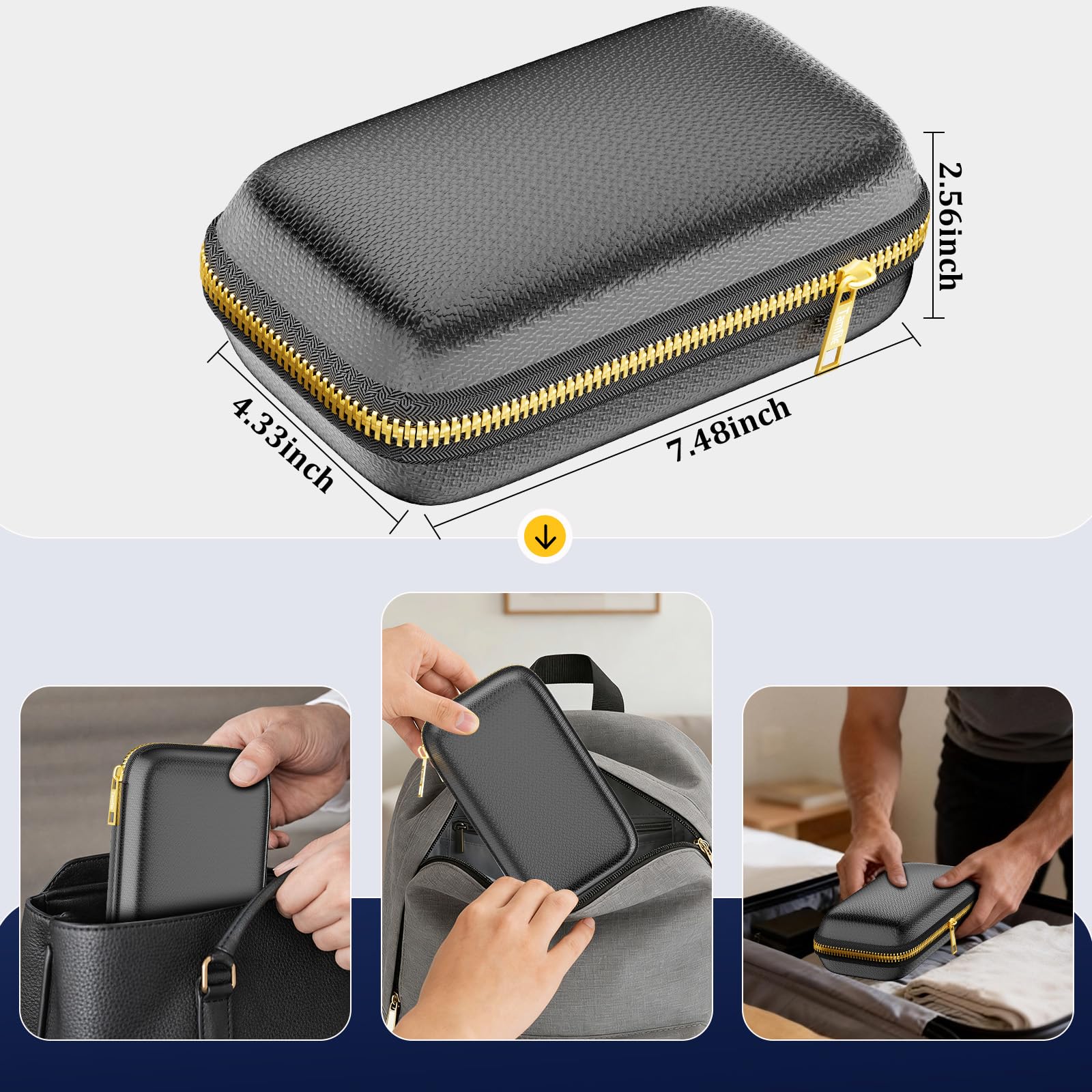 Tamfile Feuerfeste Box für Powerbank, Robuste EVA-Powerbank-Tasche, Schwarz | Feuerfestem Reißverschluss, Tragbare, Explosionsgeschützte, Aufbewahrungsmöglichkeit für Ladegeräte und Festplatte