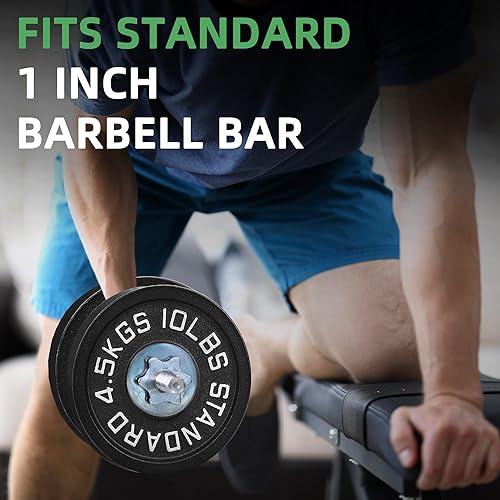 Miniatura 5 de Fitvids Placa de pesas estándar de hierro fundido de 1 pulgada para entrenamiento de fuerza y levantamiento de pesas, varios pesos disponibles