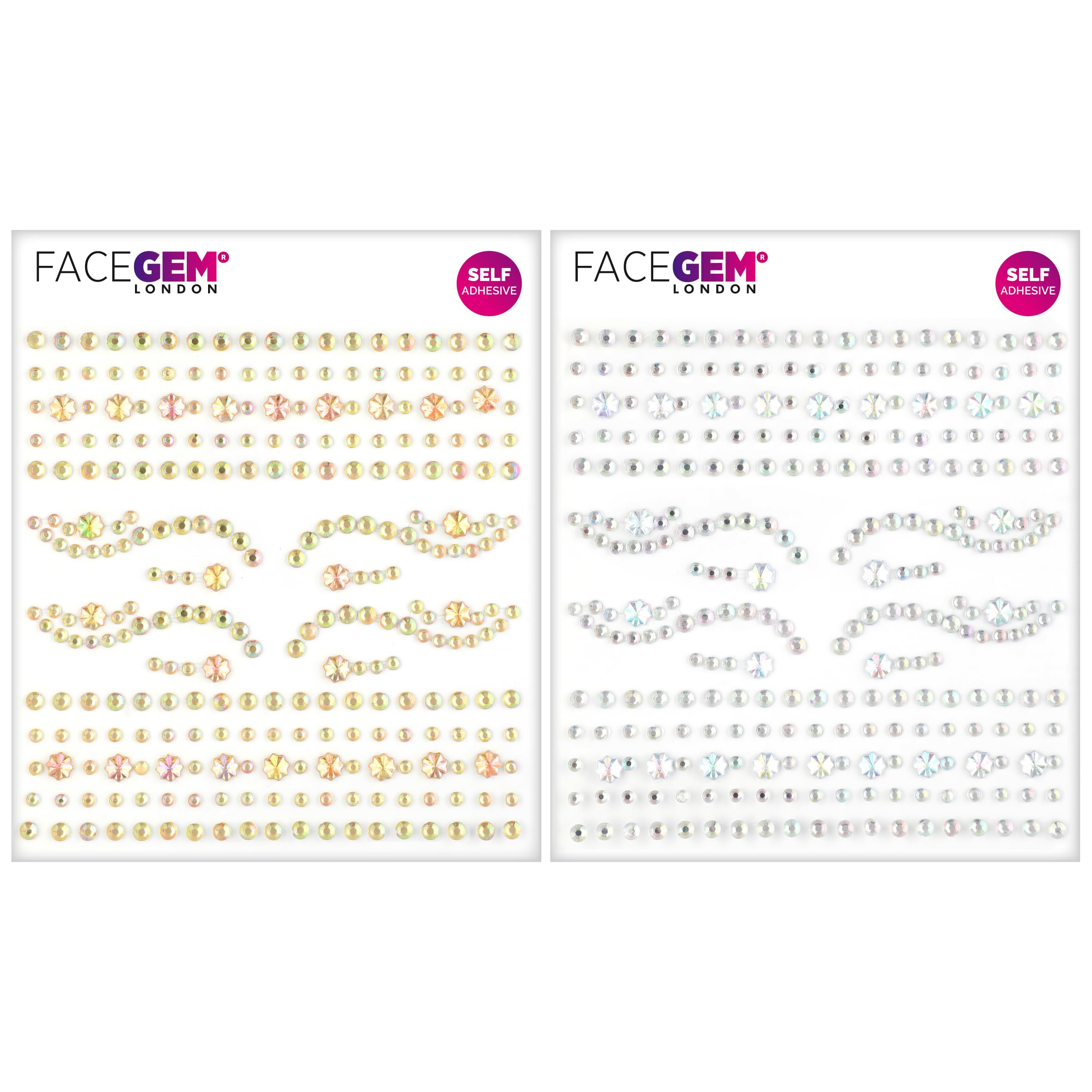 2 PCS Face Gems – Face Jewels - Self-Adhesive Rhinestone Face Jewels for Makeup, Party & Rave Looks - Eye Gems, Face Glitter, Self- Adhesive Festival Gems Festival, Glitter Tattoo, Face Gems