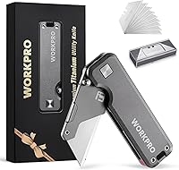 WORKPRO Titanium Utility Knife CNC Unibody - Lightweight Aluminum Handle, Quick-Change Blades, 10 Extra SK2M Blades, Ideal Gift