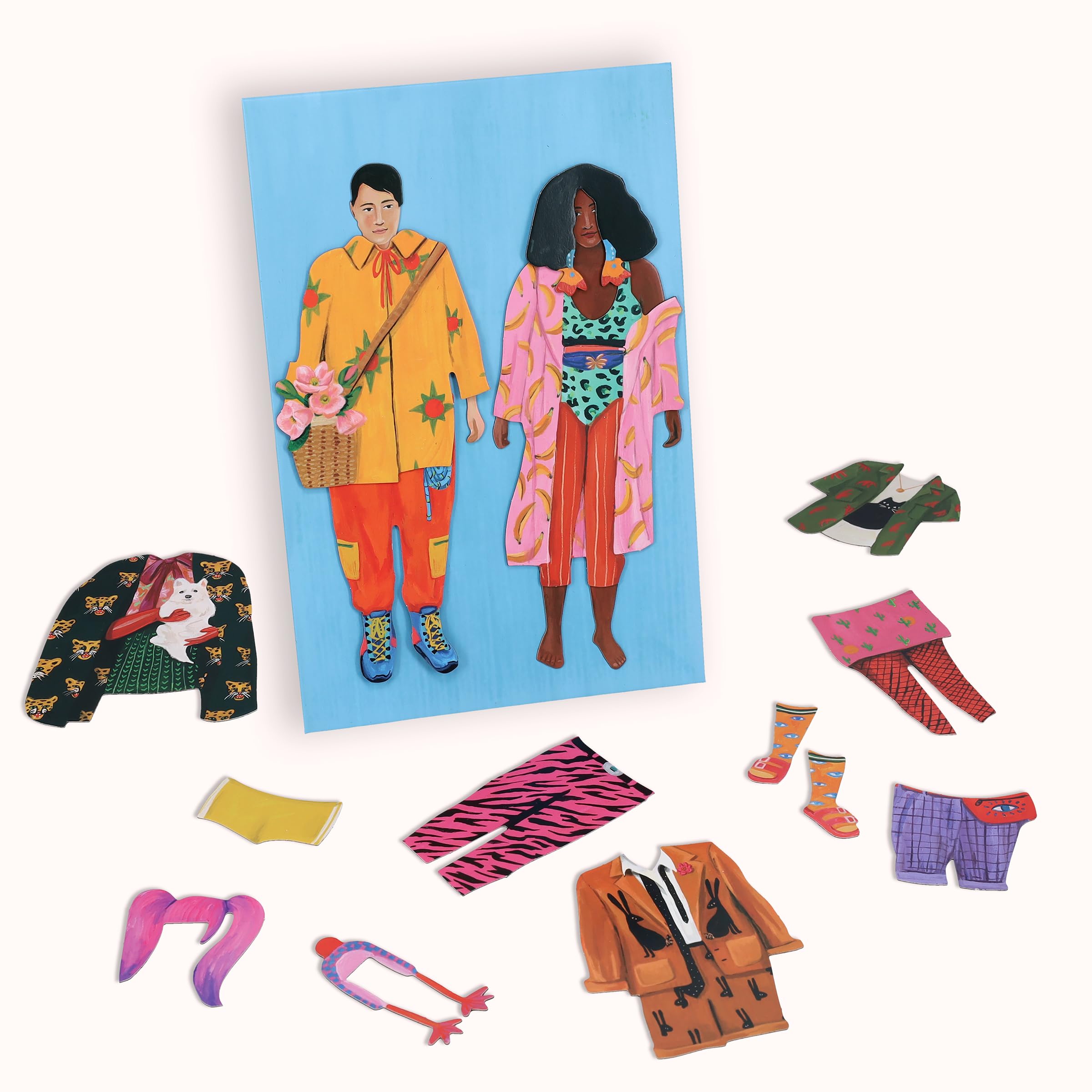 Chronicle Books Fearless Fashion Magnetic Dolls | Mix-N-Match Set | 4 Dolls, 50 Pieces, Thousands of Combinations