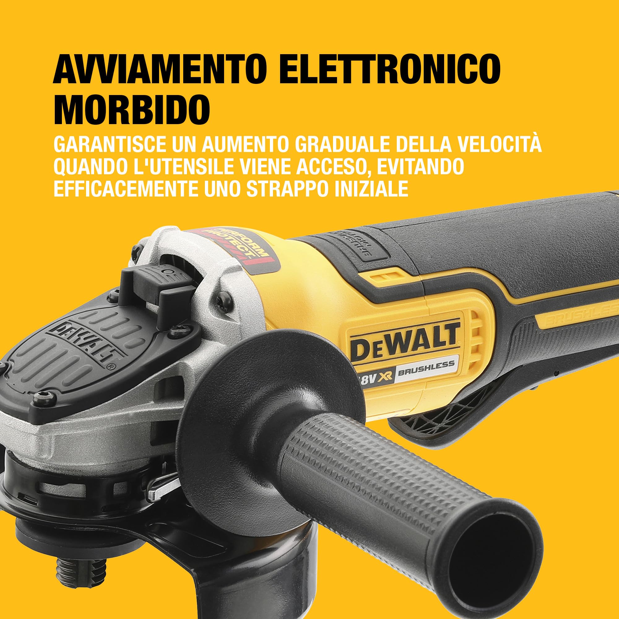 DEWALT Smerigliatrice angolare a batteria 18V XR Brushless 125mm con interruttore a paletta - Solo utensile in TSTAK, DCG406NT-XJ