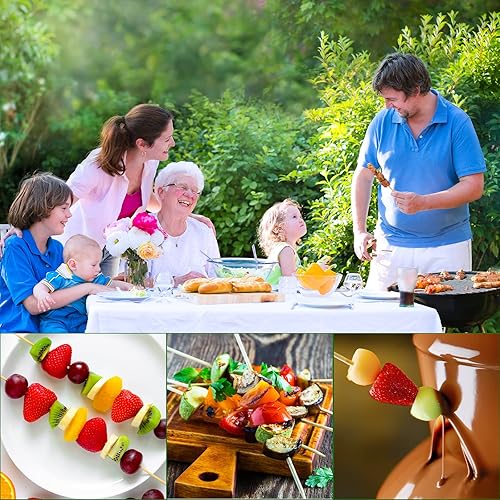Miniatura 6 de Pinchos de bambú natural de 10 pulgadas, aptos para niñosverdaderos semipuntiagudos, para Kabob Kebab, barbacoa, fuente de chocolate y fruta,
