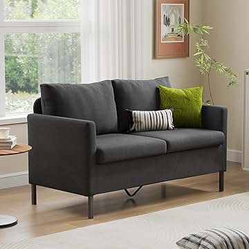 TYBOATLE Linen Fabric Modern Small Loveseat Sofa Couch for Living Room, 51