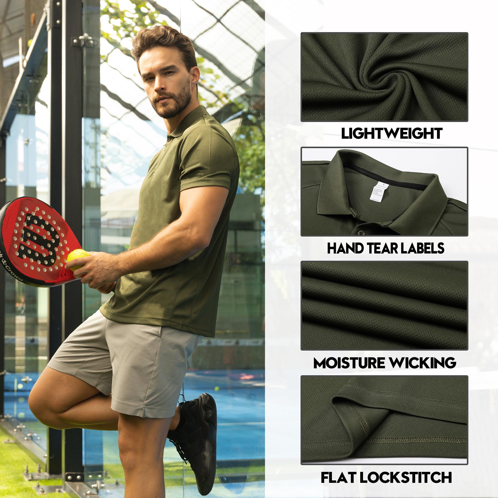 ZENGVEE Polo Uomo Manica Corta Sportiva Golf Tennis T-Shirt Asciugatura Rapida Traspirante