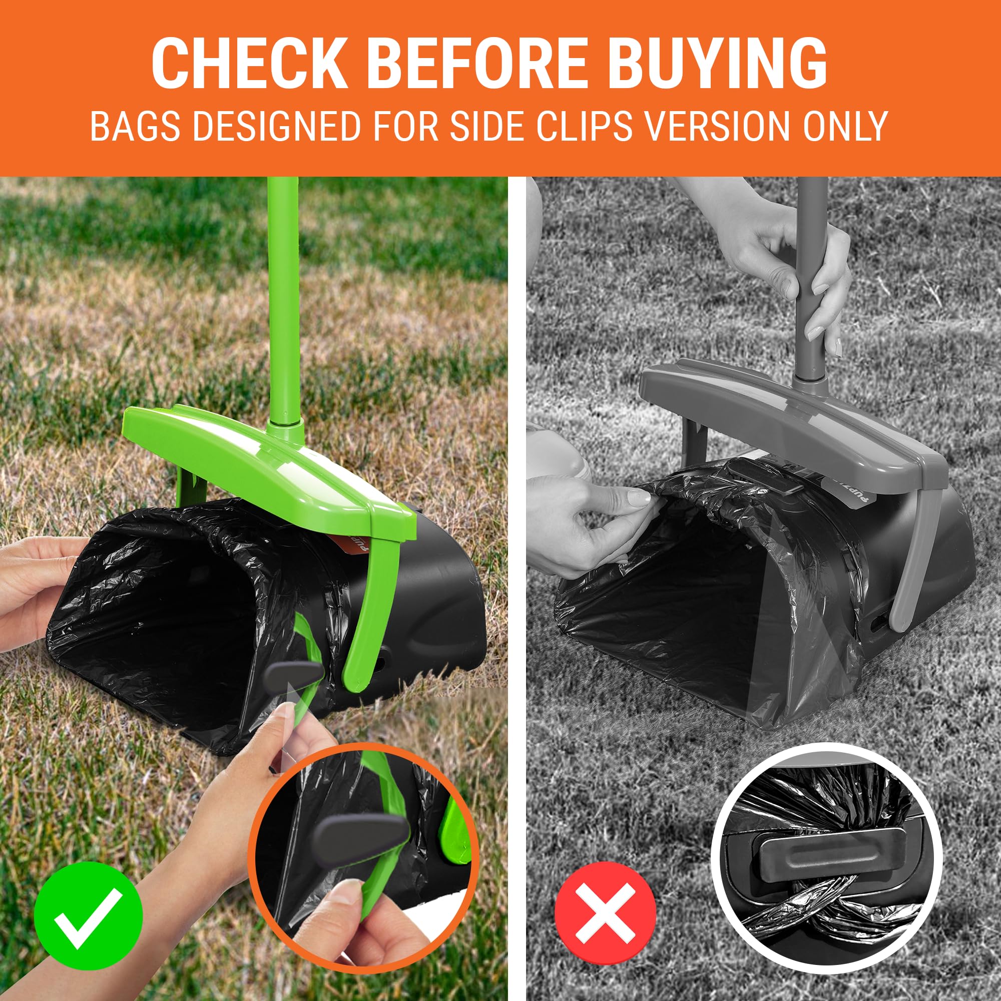 Pupzle Pooper Scooper Replacement Bags for Side Clips, for Swivel Bin with Bag Attachment, 30 Poop Scoop Replacement Bags, Pooper Scooper Refill Bag, Liners for Swivel Scoop Bins