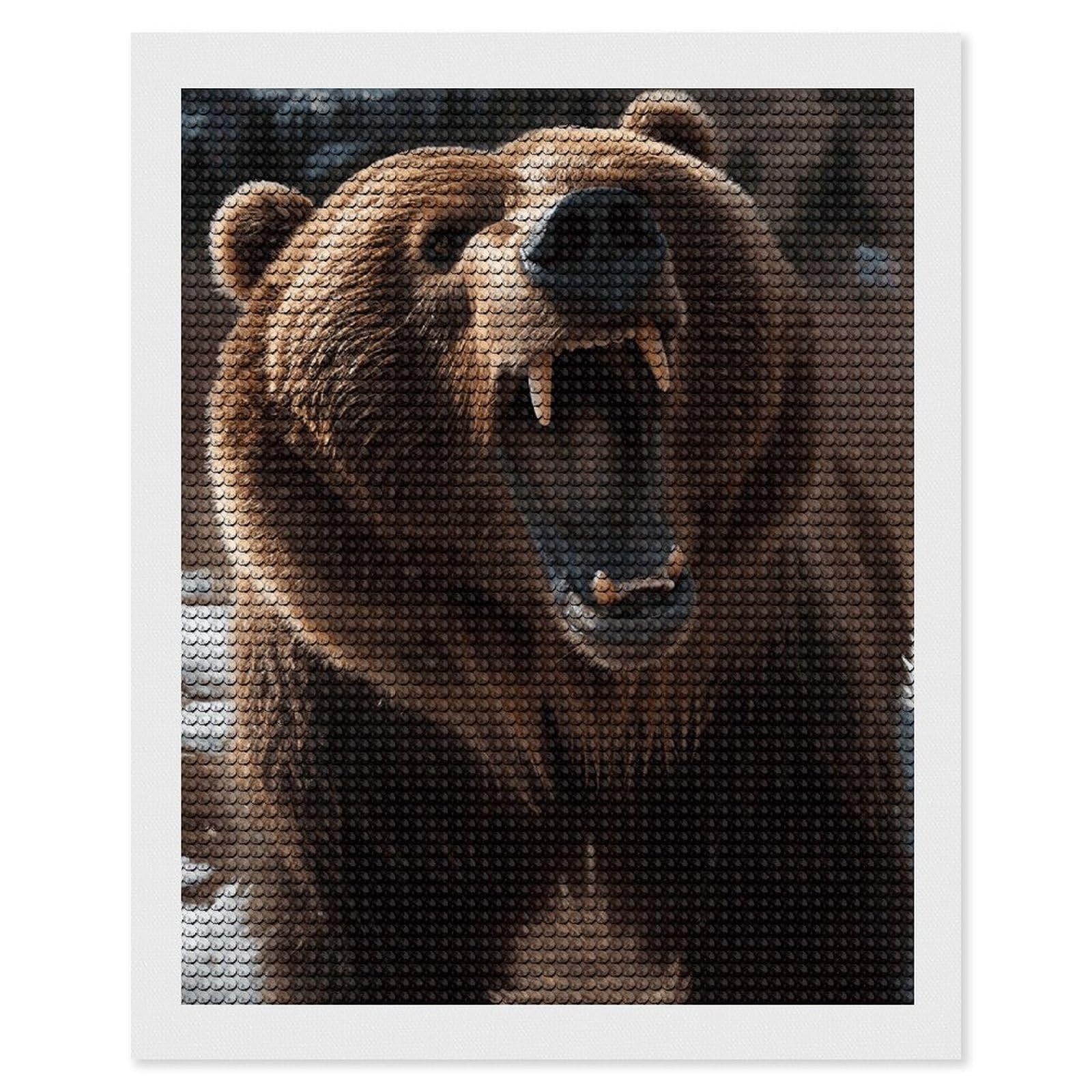 NONHAI Diamond Painting Kits for Adults - DIY Diamond Art Kits for Beginners - Full 5D Paint Drill Diamond Dots Paintings- Roaring Bear Diamonds Pictures Gem Art and Craft Wall Decor 16"x20"