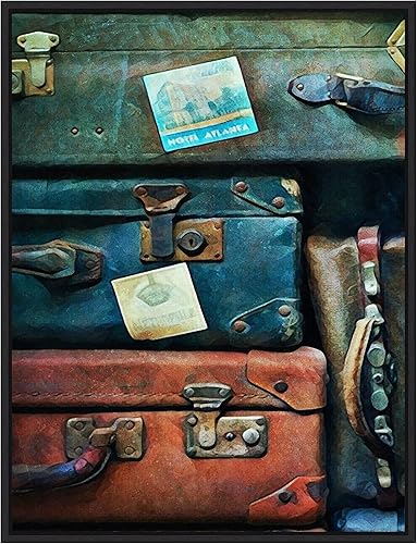 Amanti Art Lienzo enmarcado para pared, 24 x 18 pulgadas, maletas apiladas vintage I de Ashley Aldridge, lienzo enmarcado para pared, obras de arte