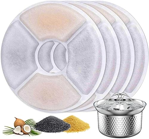 Emperor Pets Filtros de fuente de agua para gatos | Paquete de 4 filtros de repuesto de acero inoxidable para gatos de 108 onzas/3.2 L, 4 filtros