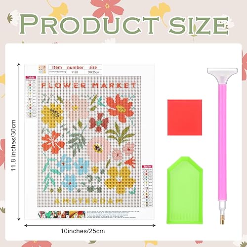 Miniatura 3 de Yeaqee Juego de 4 piezas de arte de diamantes, pintura de bricolaje para adultos, decoración estética de diamantes, decoración de habitación, lindas
