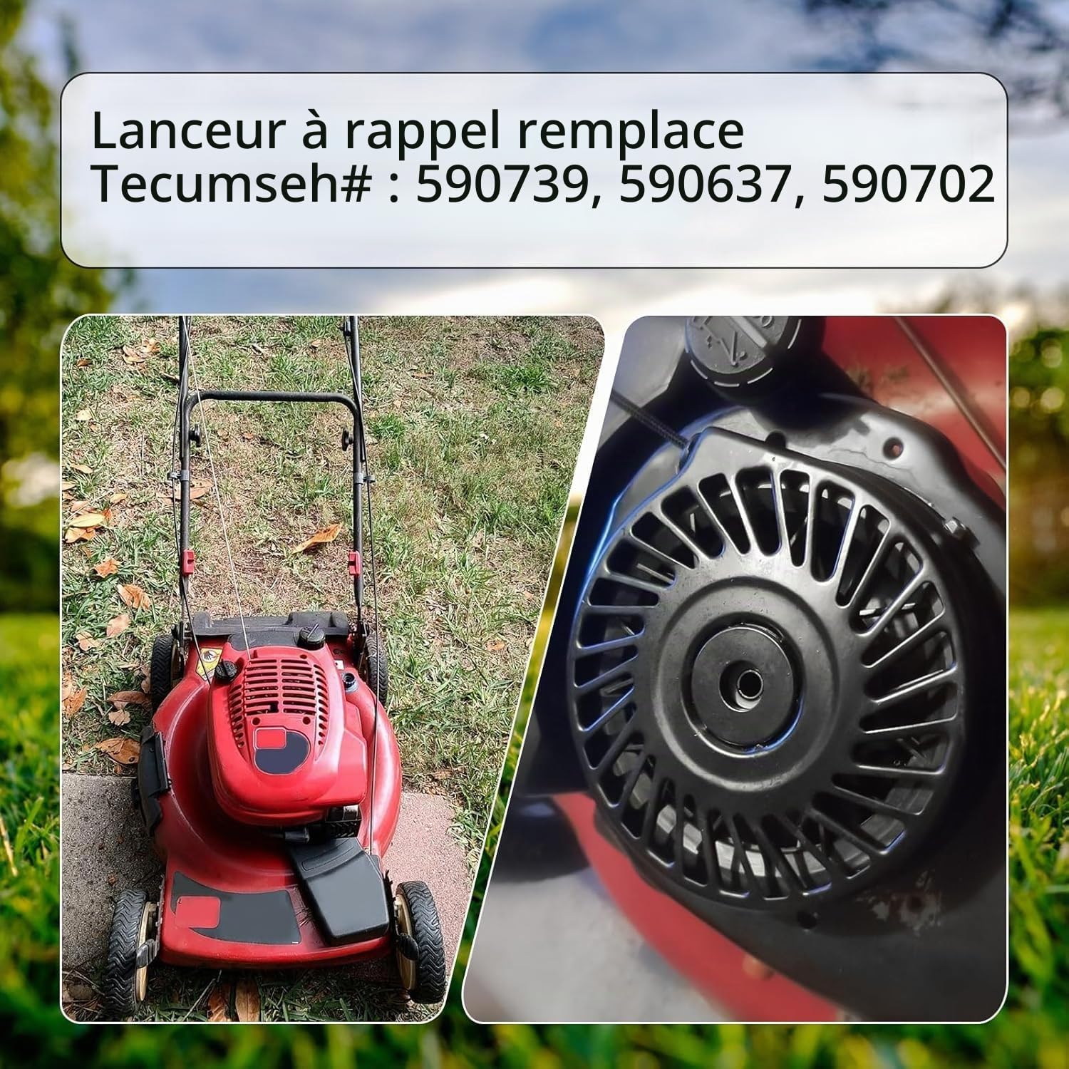 Démarreur à Rappel, lanceur tondeuse lanceur tecumseh 55 lan de L'assemblage de Démarrage par Traction lanceur tecumseh 50 remplacement pour 590702 590739 590637 LV195EA LEV80 LEV115