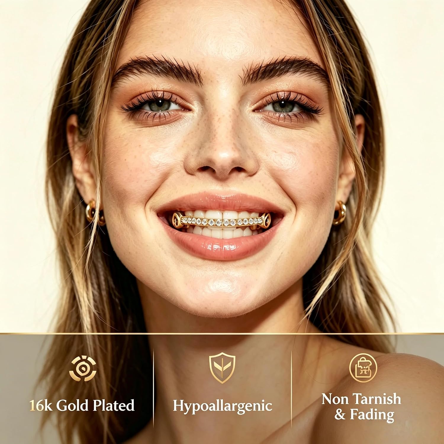 Grillz for Women Men, Adjustable Grillz Caps, Teeth Jewelry with Crystals, Hip Hop Teeth Grills for Party & Daily Wear