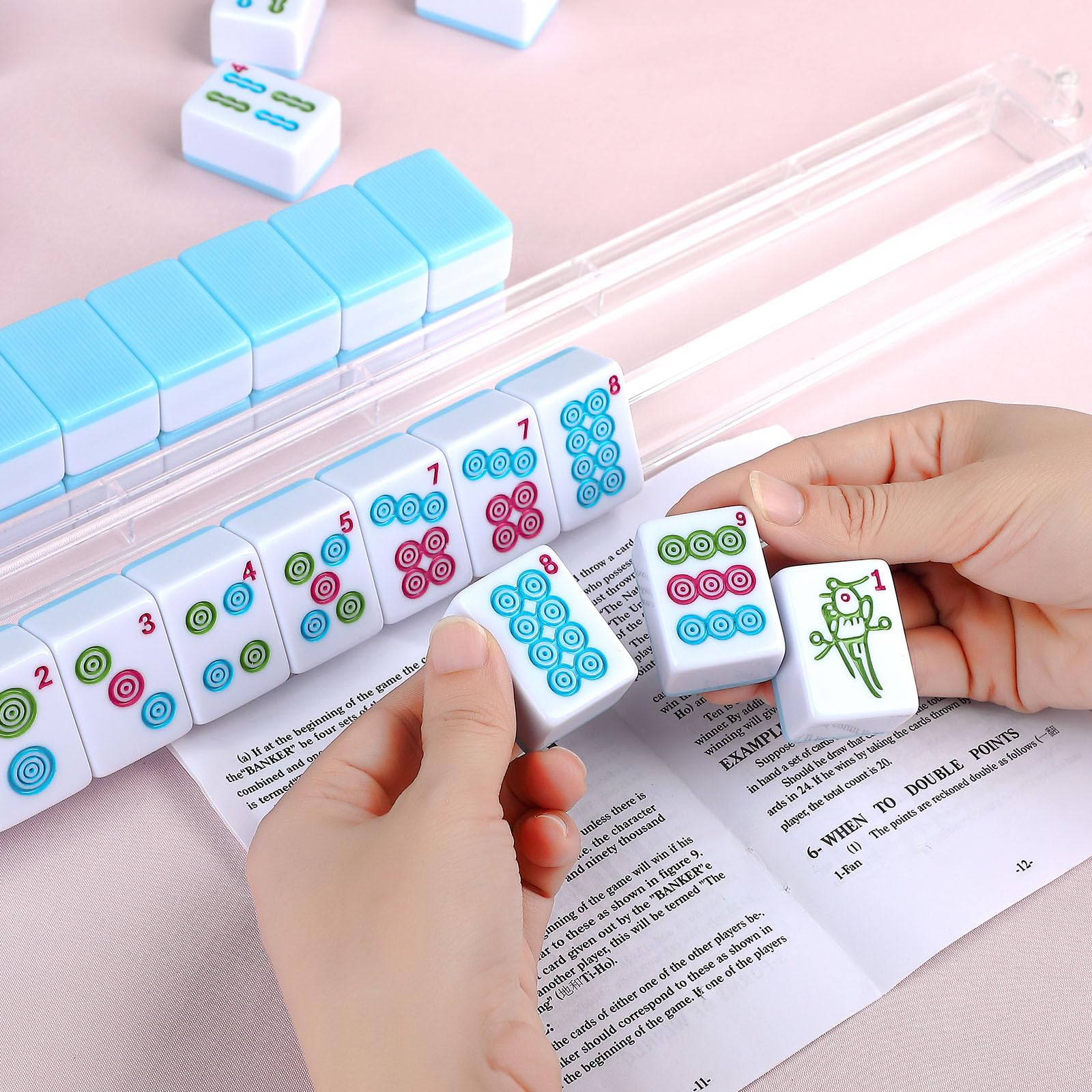 American Mahjong Game Set 146 Qulity Mahjong Blue Tiles 1.4-inch
