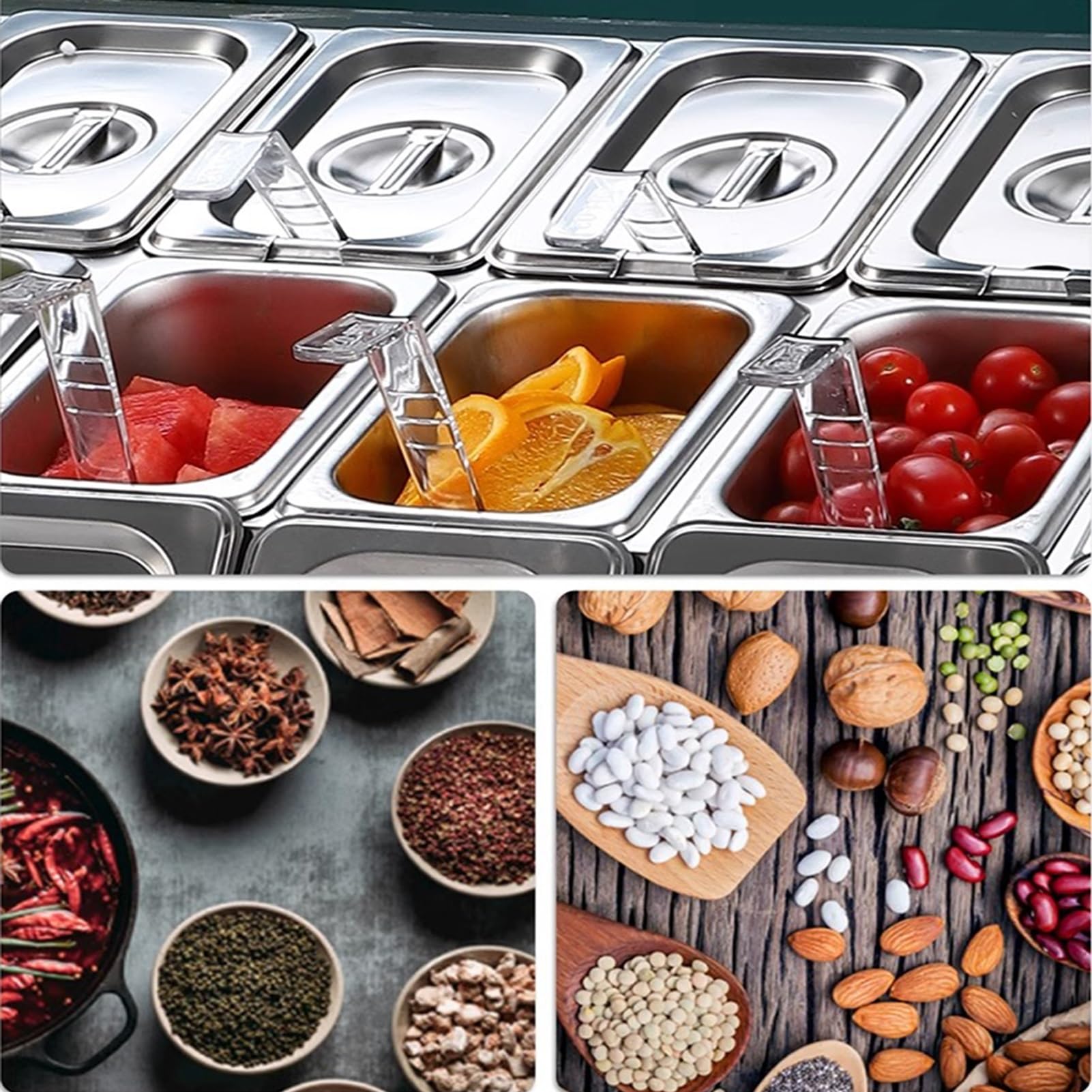 Set dispenser per condimenti in acciaio inox con barattoli e coperchi; orgar per conservare salse alimentari, perfetto per piano di lavoro della cucina, barbecue e tavolo da pranzo Essens