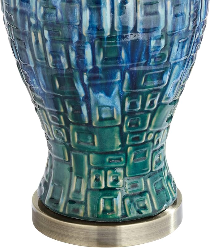 Lámpara de Mesa de Cerámica Teal 27 Pulgadas Posee Templete miniatura 7